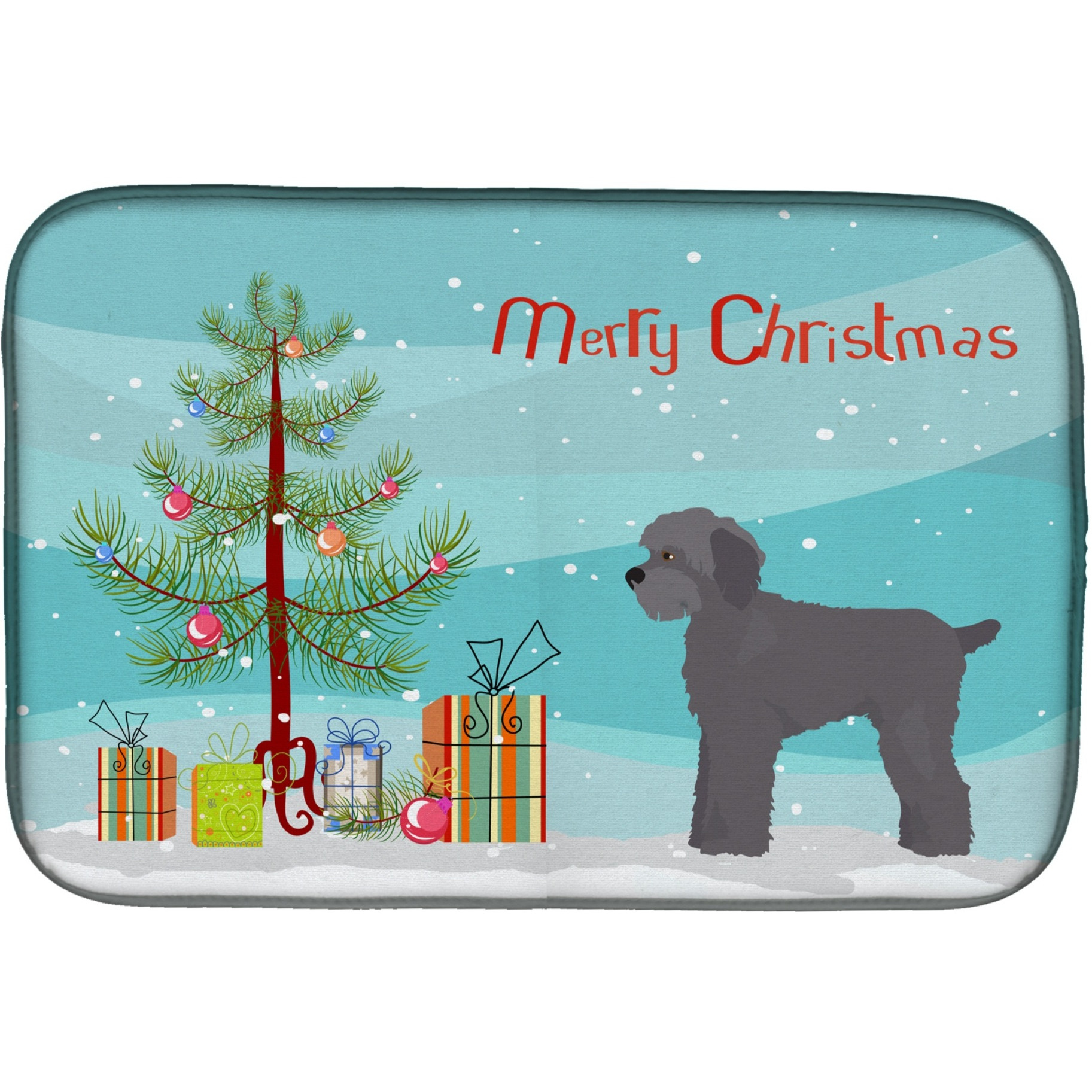 &quotCaroline's Treasures CK3865DDM Grey Schnoodle Christmas Tree dish-drying-mats, 14 x 21, Multicolor"