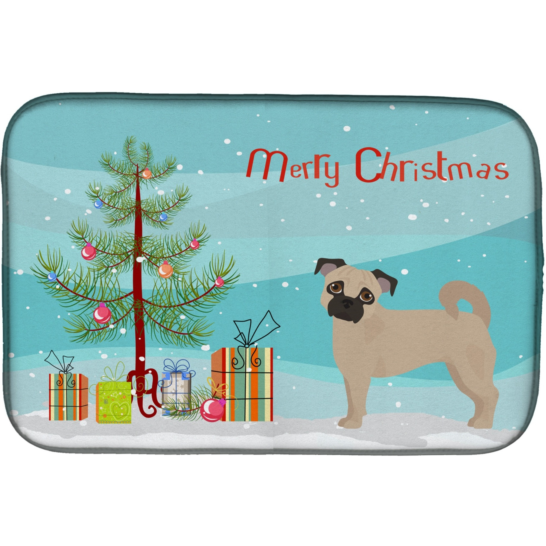 &quotCaroline's Treasures CK3821DDM Fawn Chug Christmas Tree dish-drying-mats, 14 x 21, Multicolor"