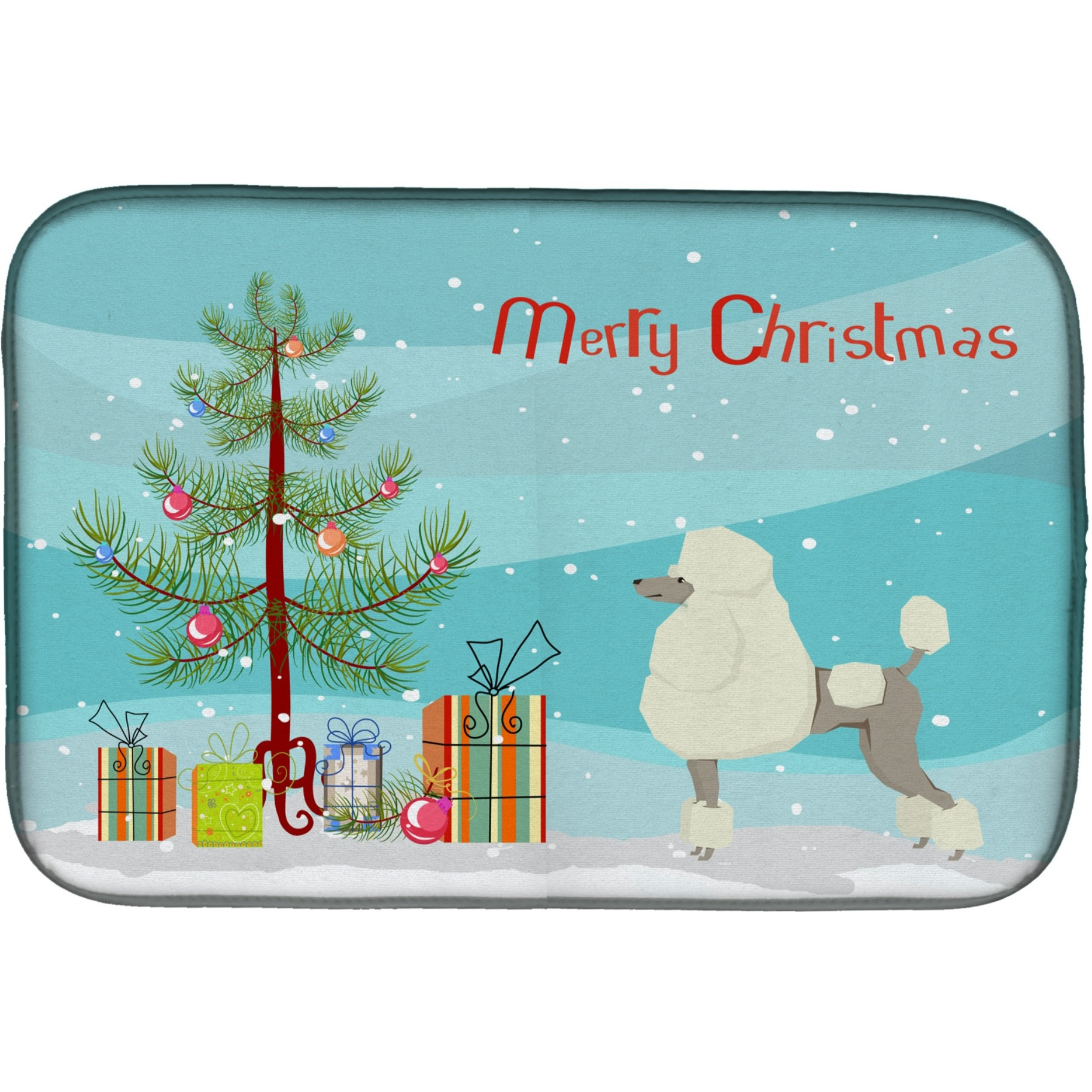 &quotCaroline's Treasures CK3556DDM Poodle Christmas Tree dish-drying-mats, 14 x 21, Multicolor"