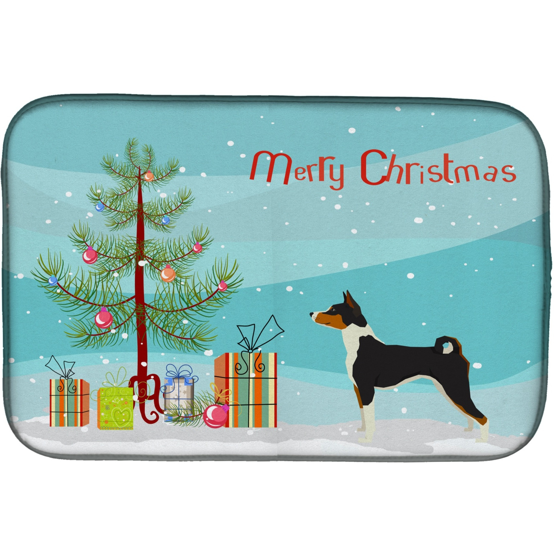 &quotCaroline's Treasures CK3517DDM Basenji Christmas Tree dish-drying-mats, 14 x 21, Multicolor"