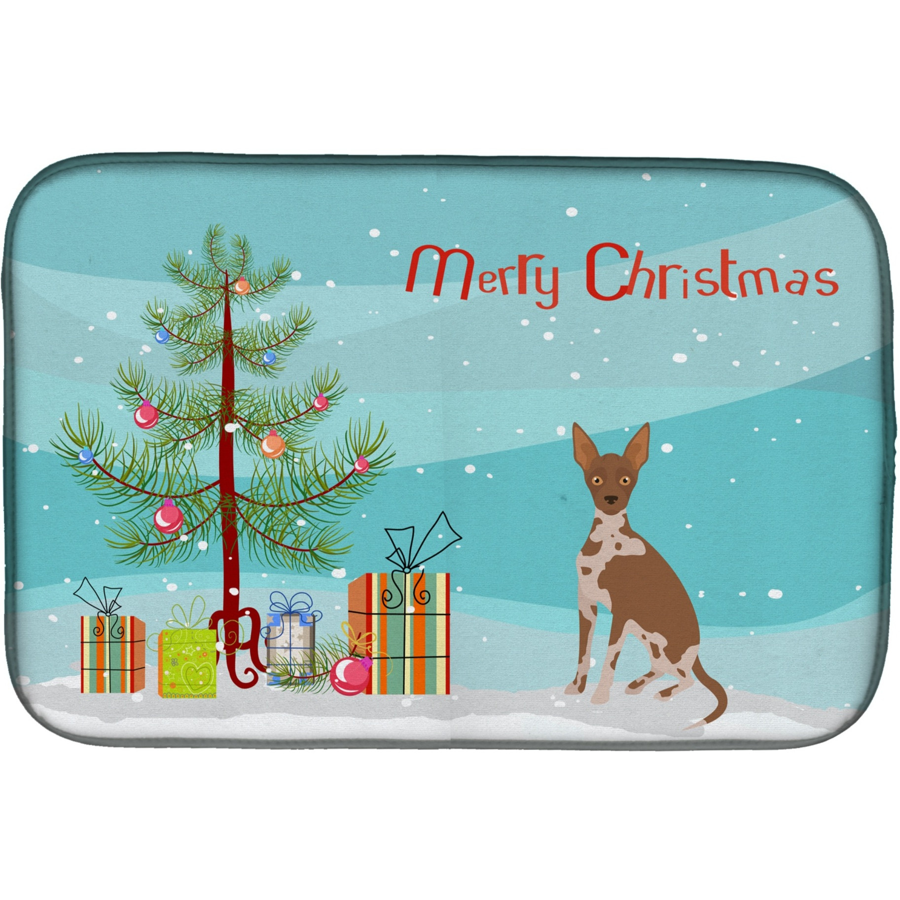&quotCaroline's Treasures Tan Abyssinian or African Hairless Dog Christmas Tree dish-drying-mats, 14 x 21, Multicolor"