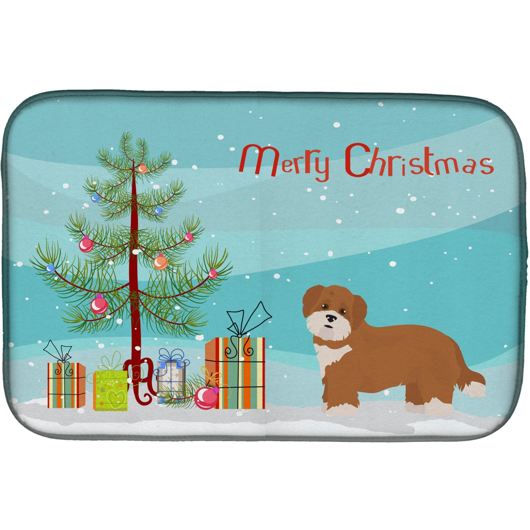 &quotCaroline's Treasures CK3876DDM Shorkie 2 Christmas Tree dish-drying-mats, 14 x 21, Multicolor"