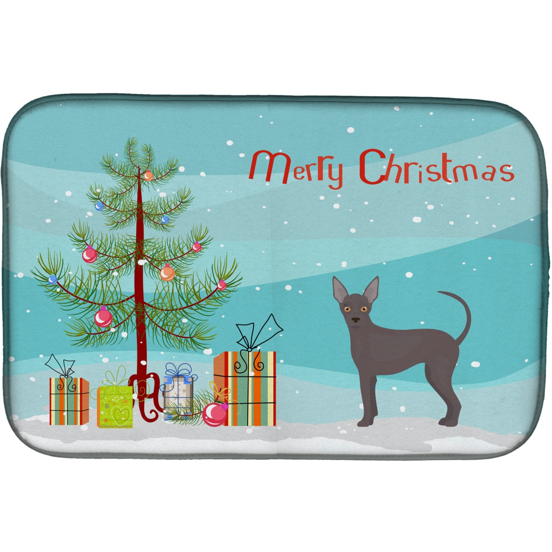 &quotCaroline's Treasures Abyssinian or African Hairless Dog Christmas dish-drying-mats, 14 x 21, Multicolor"