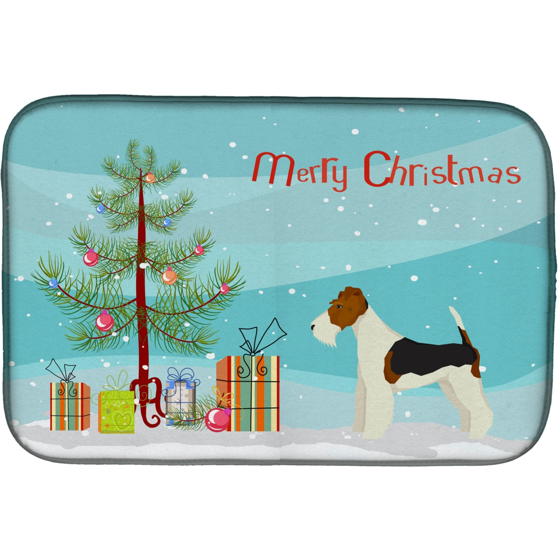 &quotCaroline's Treasures CK3538DDM Fox Terrier Christmas Tree dish-drying-mats, 14 x 21, Multicolor"