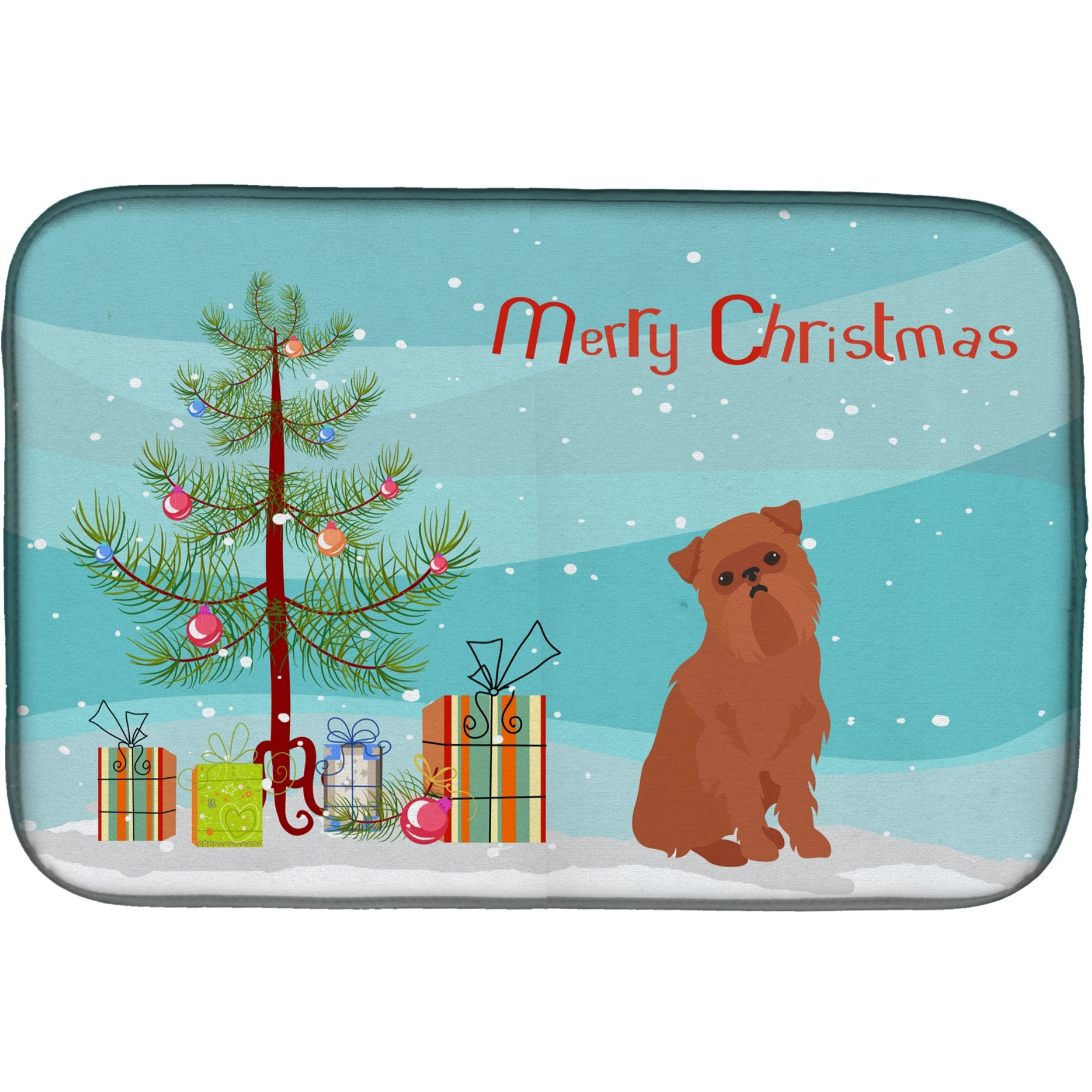 &quotCaroline's Treasures CK3494DDM Brussels Griffon Christmas Tree dish-drying-mats, 14 x 21, Multicolor"
