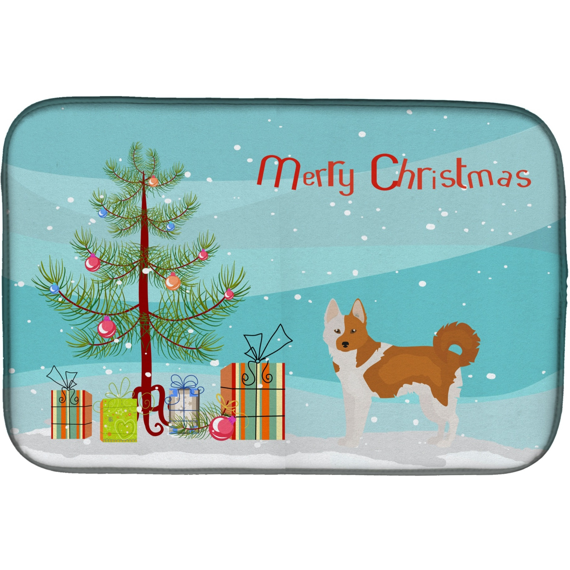 &quotCaroline's Treasures CK3475DDM Nordic Spitz Christmas Tree dish-drying-mats, 14 x 21, Multicolor"