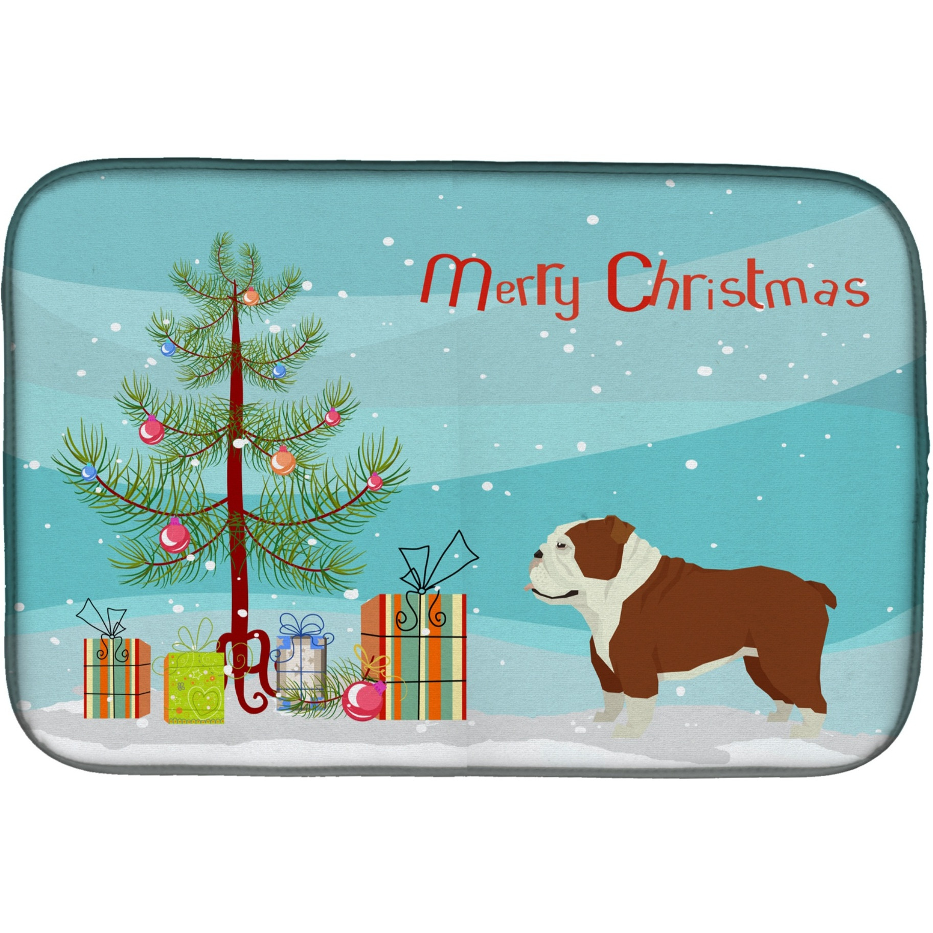 &quotCaroline's Treasures CK3536DDM English Bulldog Christmas Tree dish-drying-mats, 14 x 21, Multicolor"