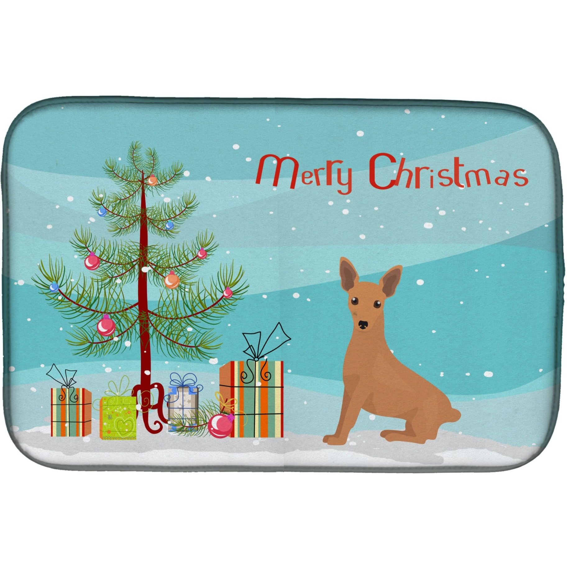 &quotCaroline's Treasures CK3503DDM Miniature Pinscher Christmas Tree dish-drying-mats, 14 x 21, Multicolor"