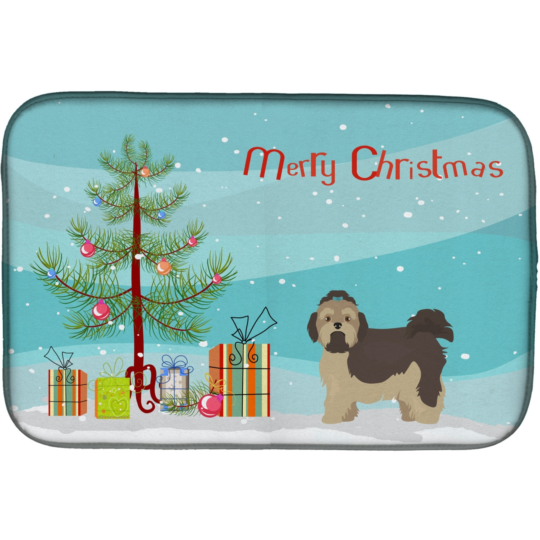&quotCaroline's Treasures Russian Tsvetnaya Bolonka Lap Dog Christmas Tree dish-drying-mats, 14 x 21, Multicolor"