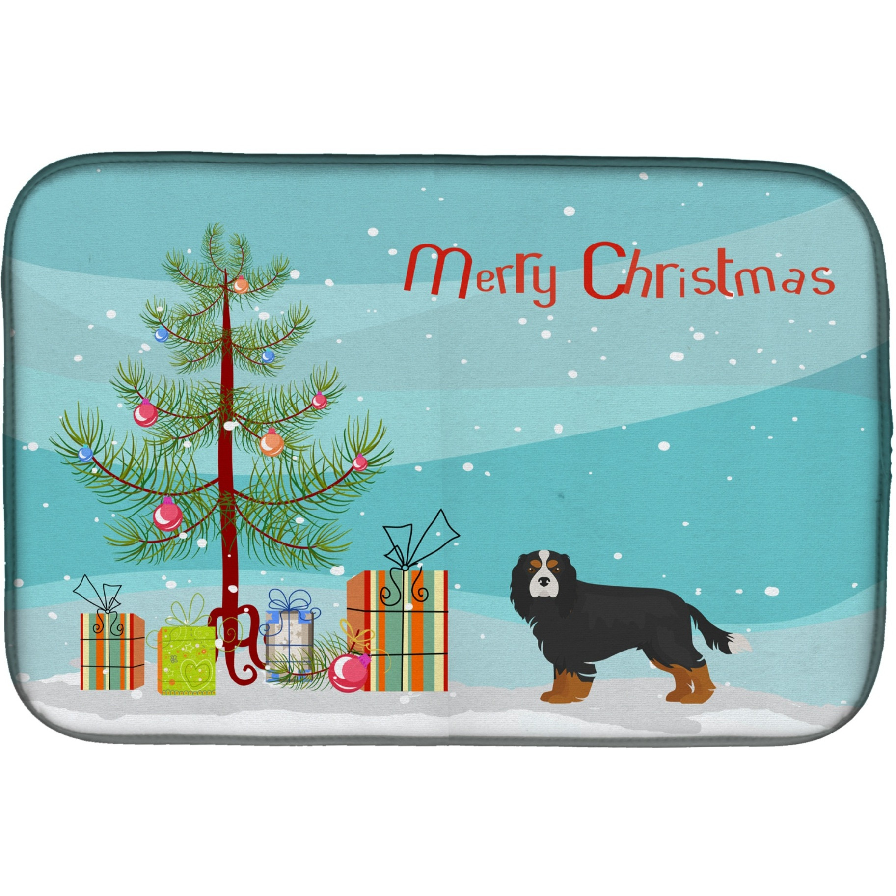 &quotCaroline's Treasures Cavalier King Charles Spaniel Tricolor Christmas Tree dish-drying-mats, 14 x 21, Multicolor"