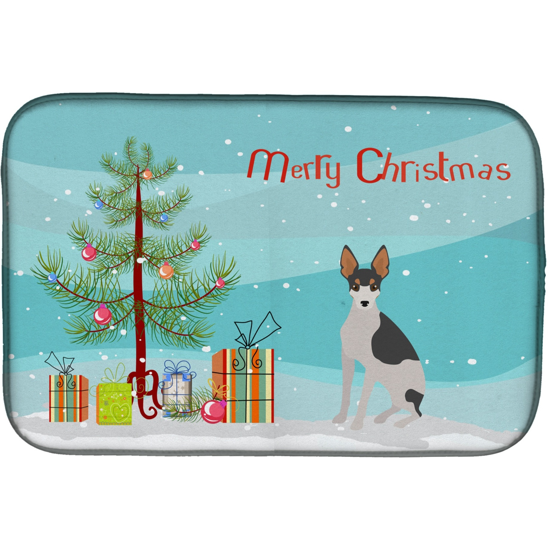 &quotCaroline's Treasures Miniature Fox Terrier 2 Christmas Tree dish-drying-mats, 14 x 21, Multicolor"