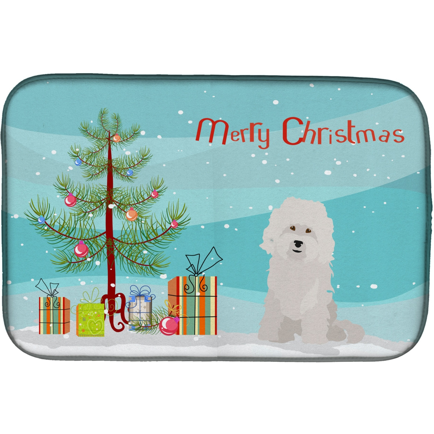 &quotCaroline's Treasures CK3492DDM Bolognese Christmas Tree dish-drying-mats, 14 x 21, Multicolor"