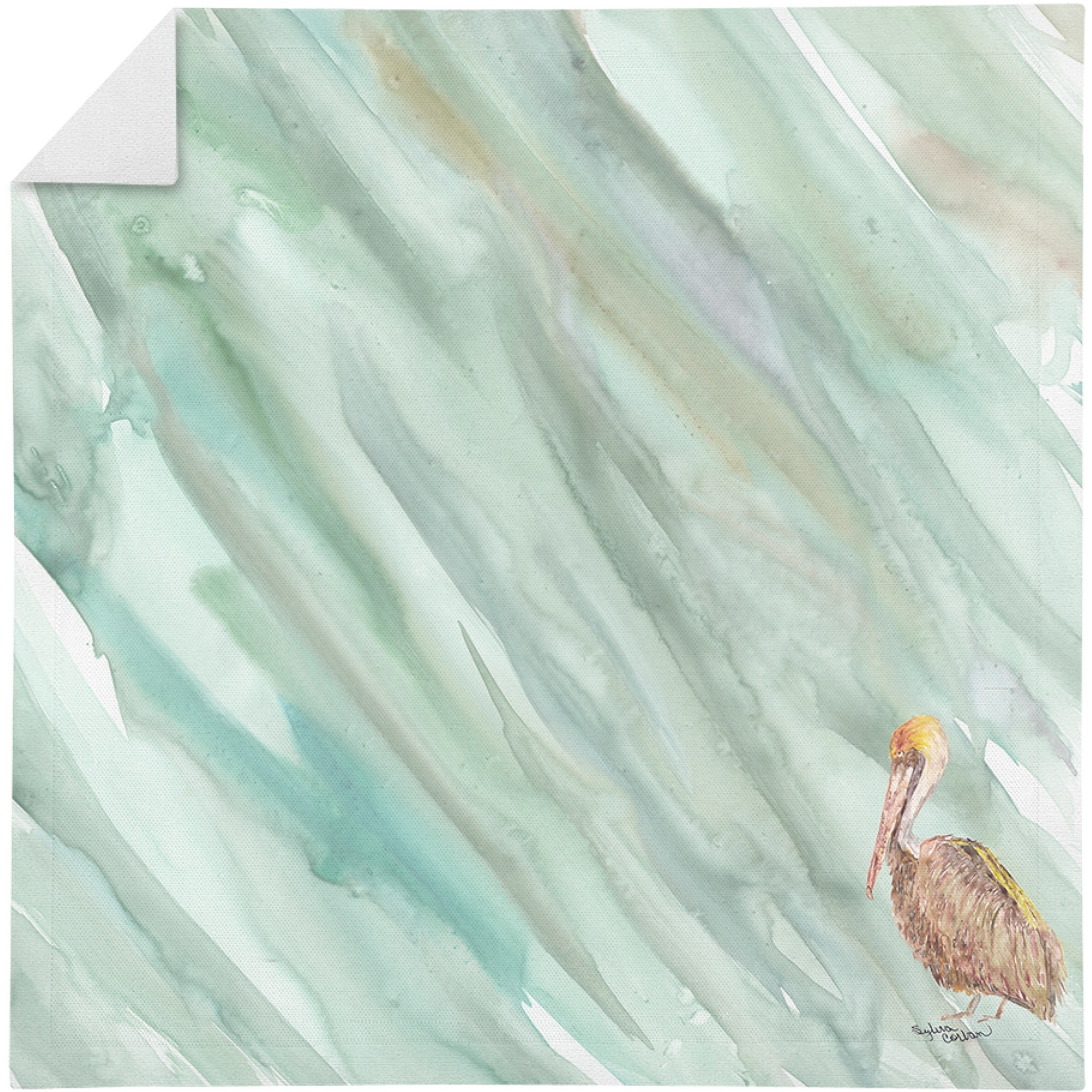 Brown Pelican on Sage Green Napkin SC2063NAP
