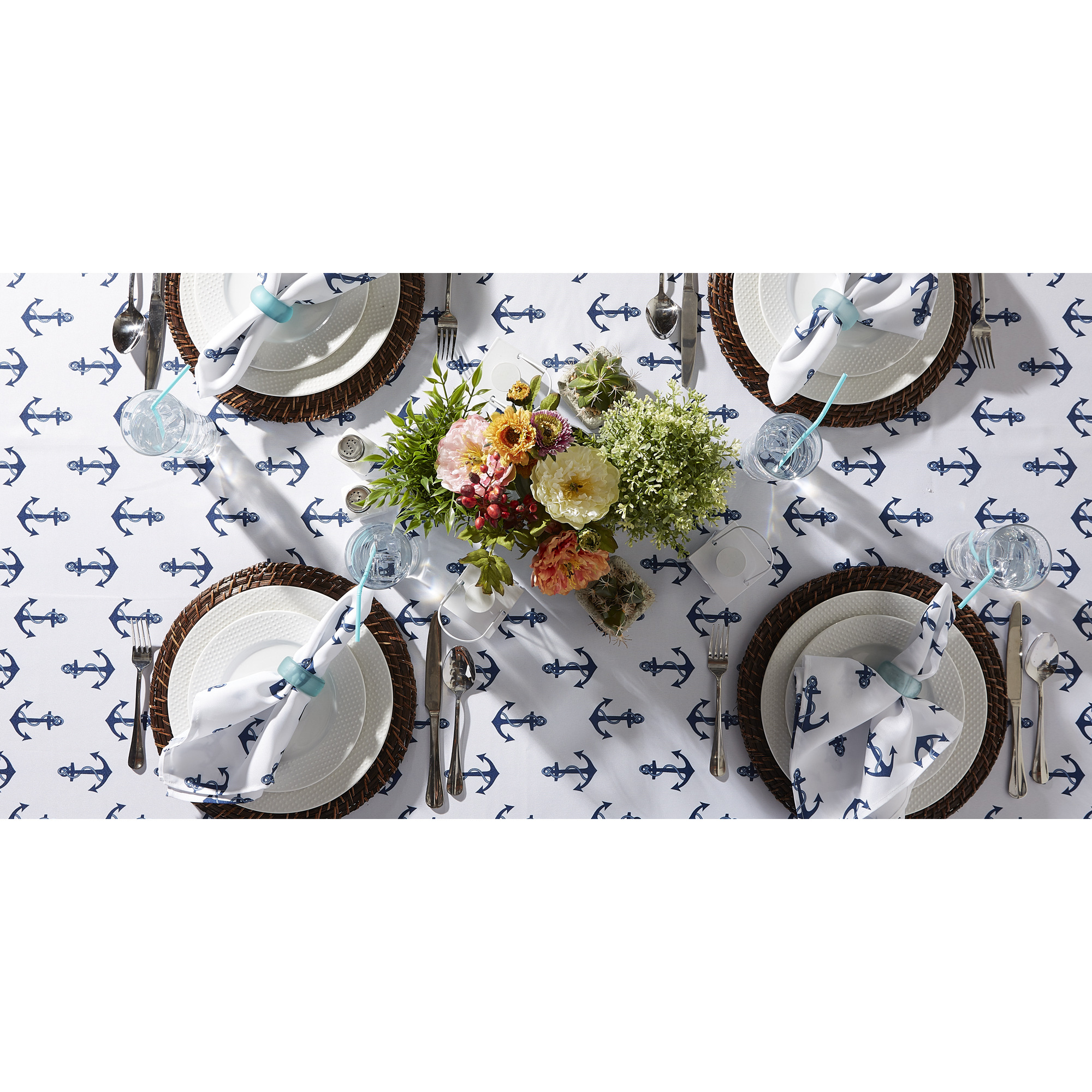 DII Anchors Print Outdoor Tablecloth 60x84