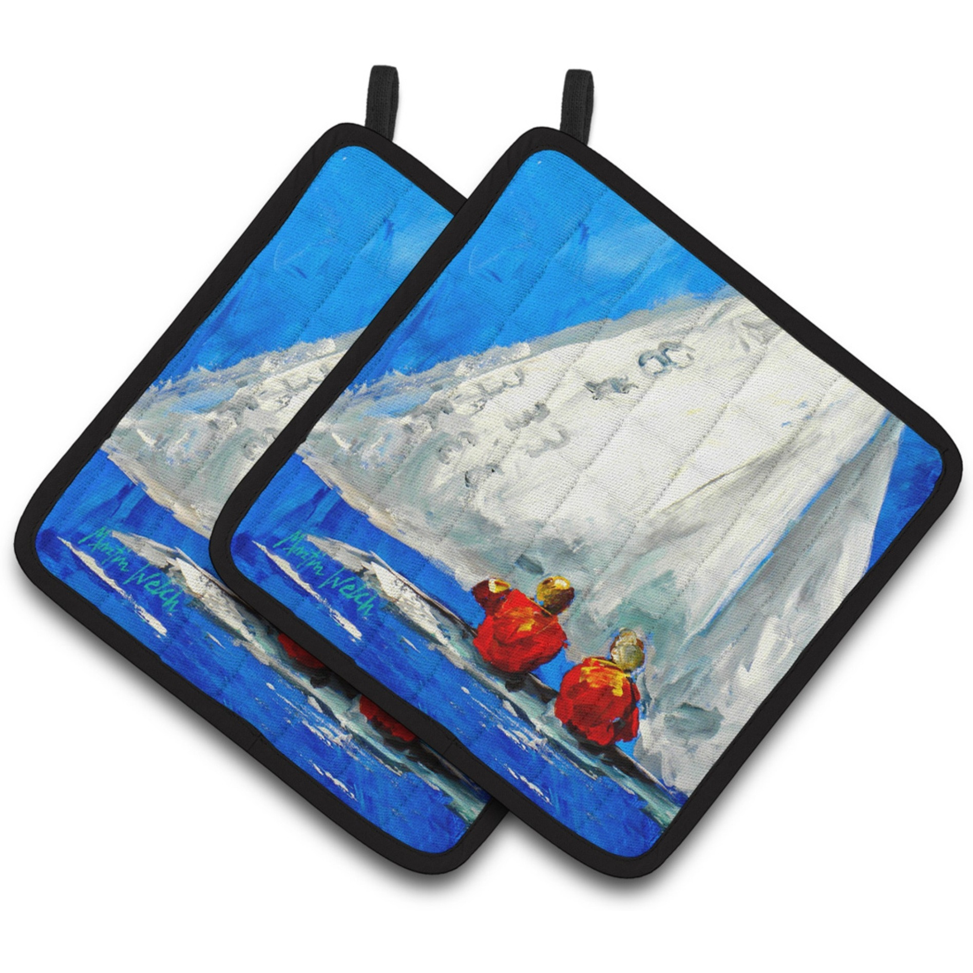 &quotCaroline's Treasures MW1360PTHD Sailboat Two's Company Pair of Pot Holders potholders, Multicolor"