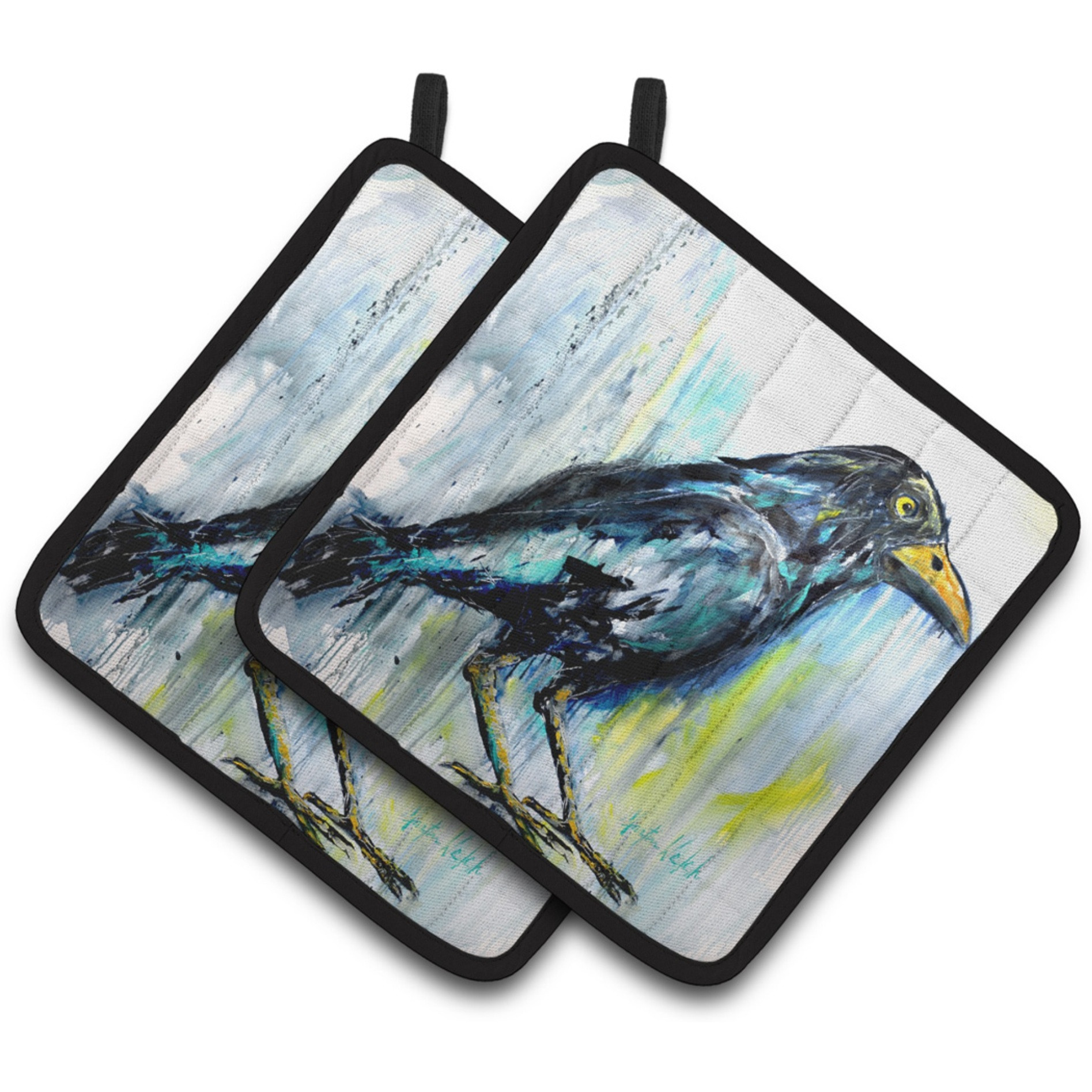 &quotCaroline's Treasures MW1318PTHD Burnt Corn Raven Pair of Pot Holders potholders, Multicolor"