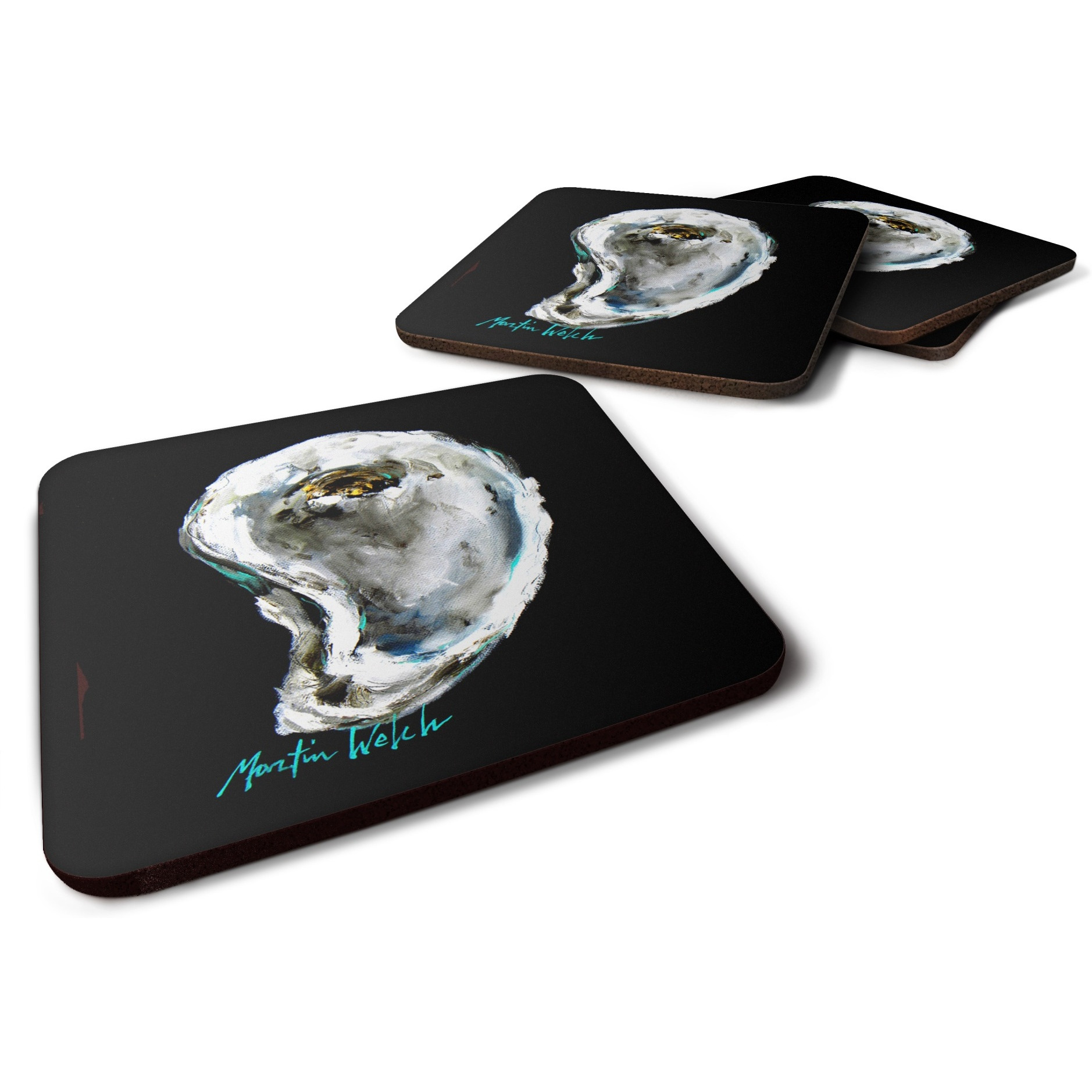 &quotCaroline's Treasures MW1336FC Lucky Oyster Foam Set of 4 coasters, Multicolor"