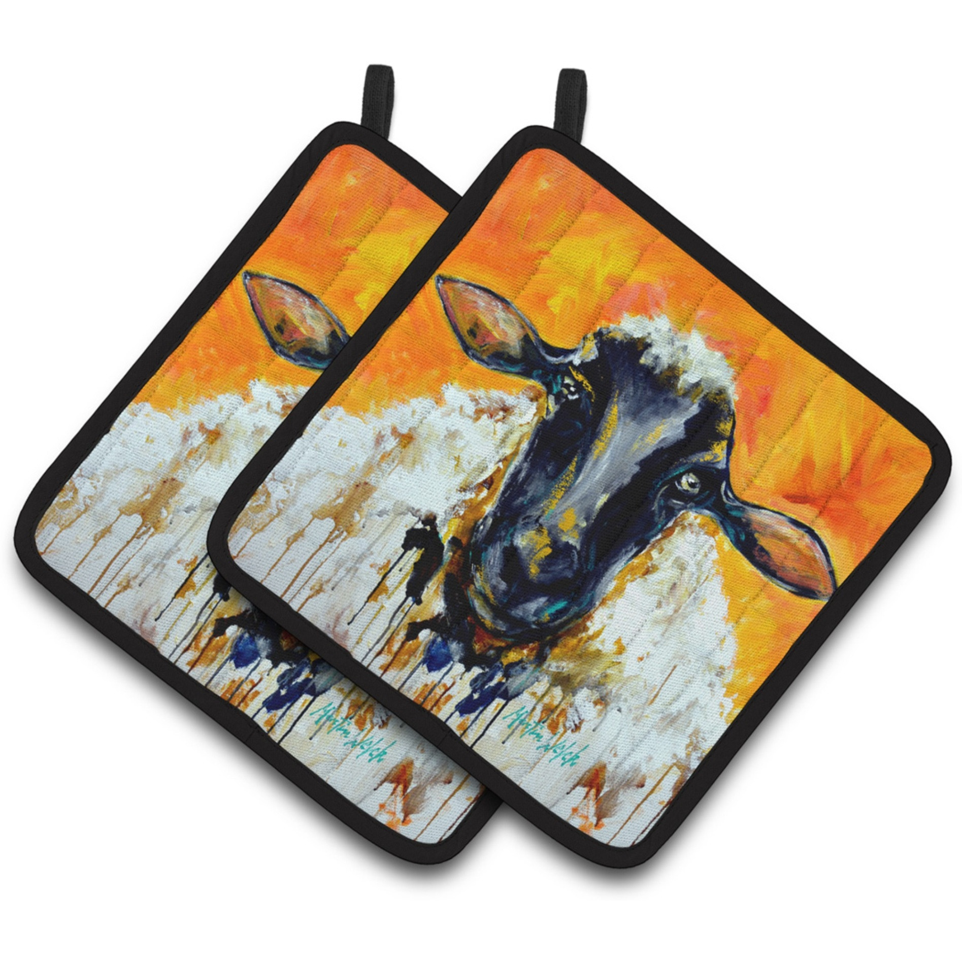 &quotCaroline's Treasures MW1343PTHD Peach Wool Sheep Pair of Pot Holders potholders, Multicolor"