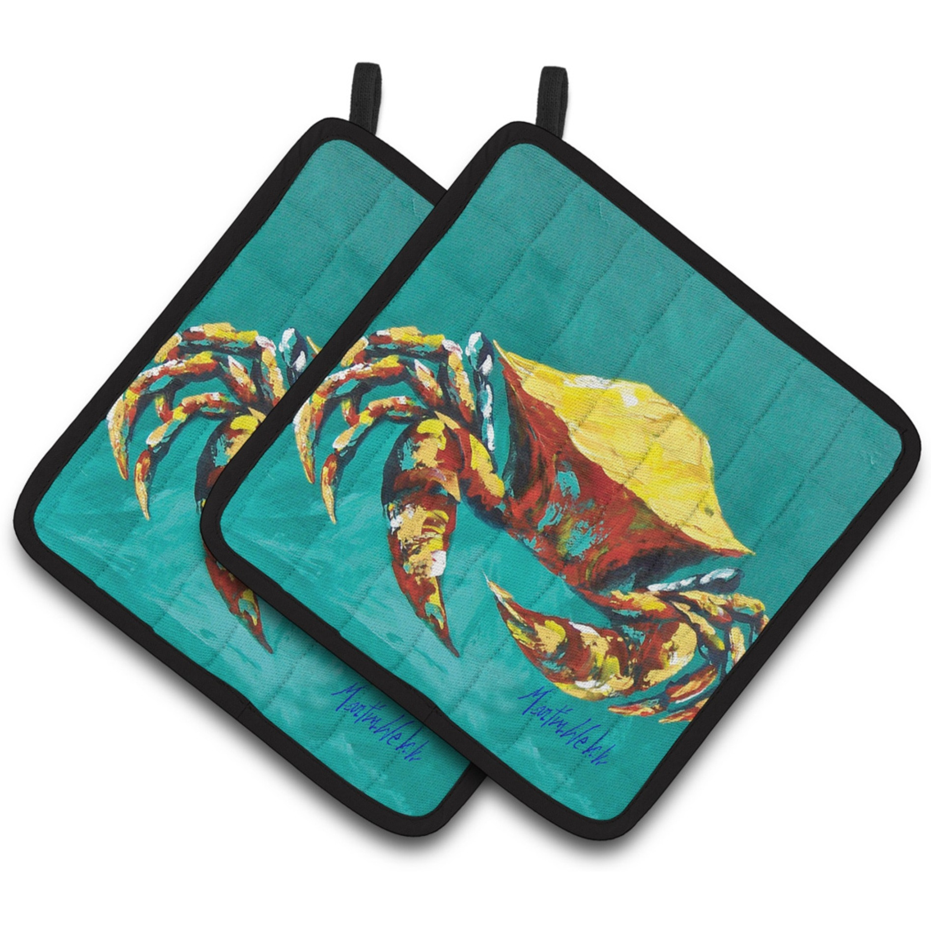 &quotCaroline's Treasures MW1322PTHD Crab Tunnel Pair of Pot Holders potholders, Multicolor"