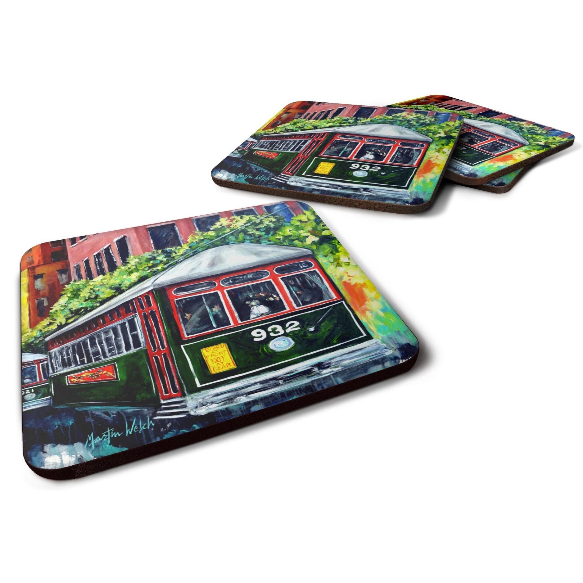 &quotCaroline's Treasures MW1351FC Streetcar St. Charles 2 Foam Set of 4 coasters, Multicolor"