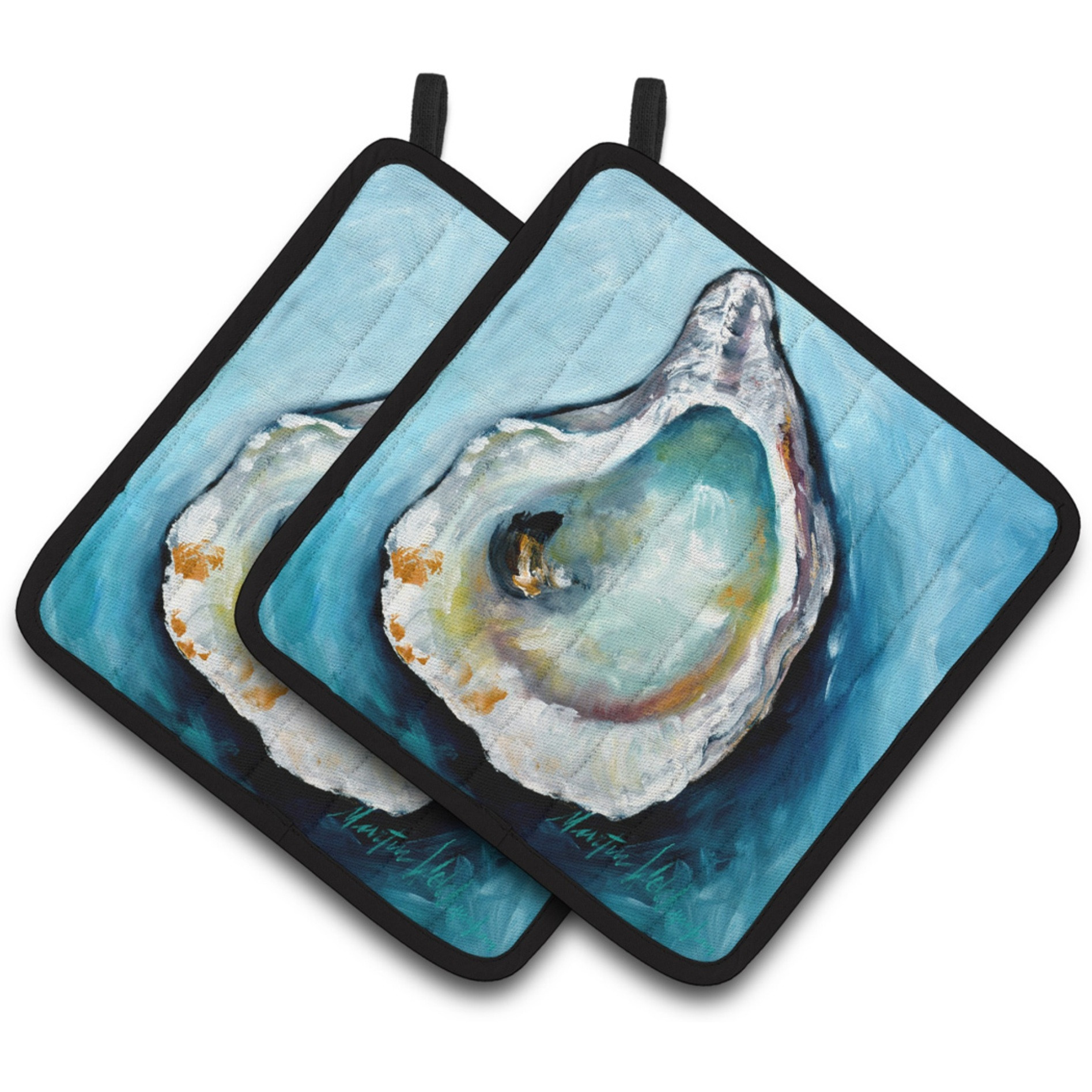 &quotCaroline's Treasures MW1332PTHD Oyster J Mac Pair of Pot Holders potholders, Multicolor"