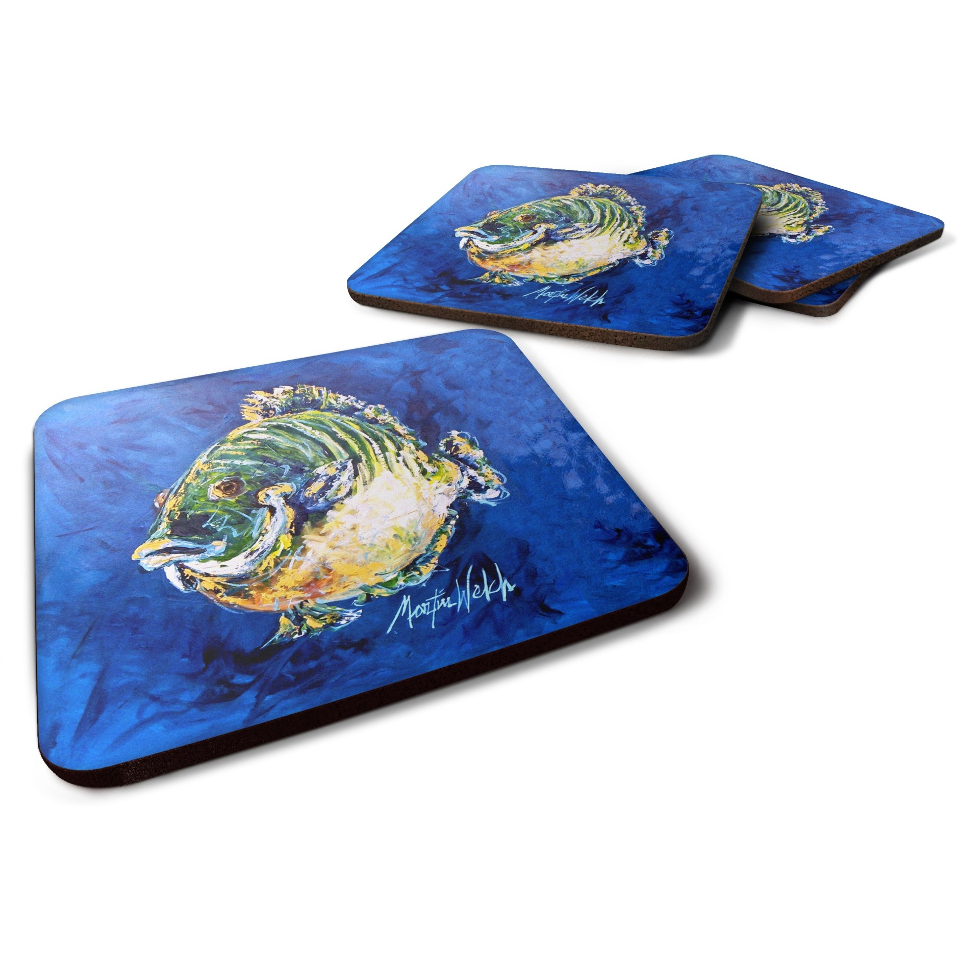 &quotCaroline's Treasures MW1307FC Blue Gill Foam Set of 4 coasters, Multicolor"