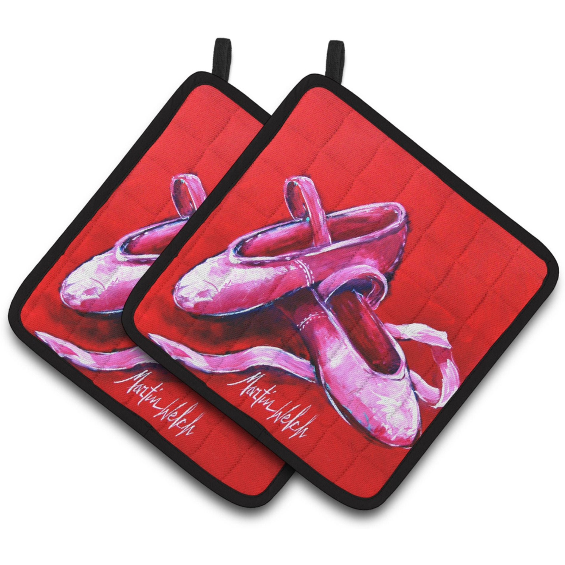 &quotCaroline's Treasures MW1306PTHD Ballet Shoes Red Pair of Pot Holders potholders, Multicolor"