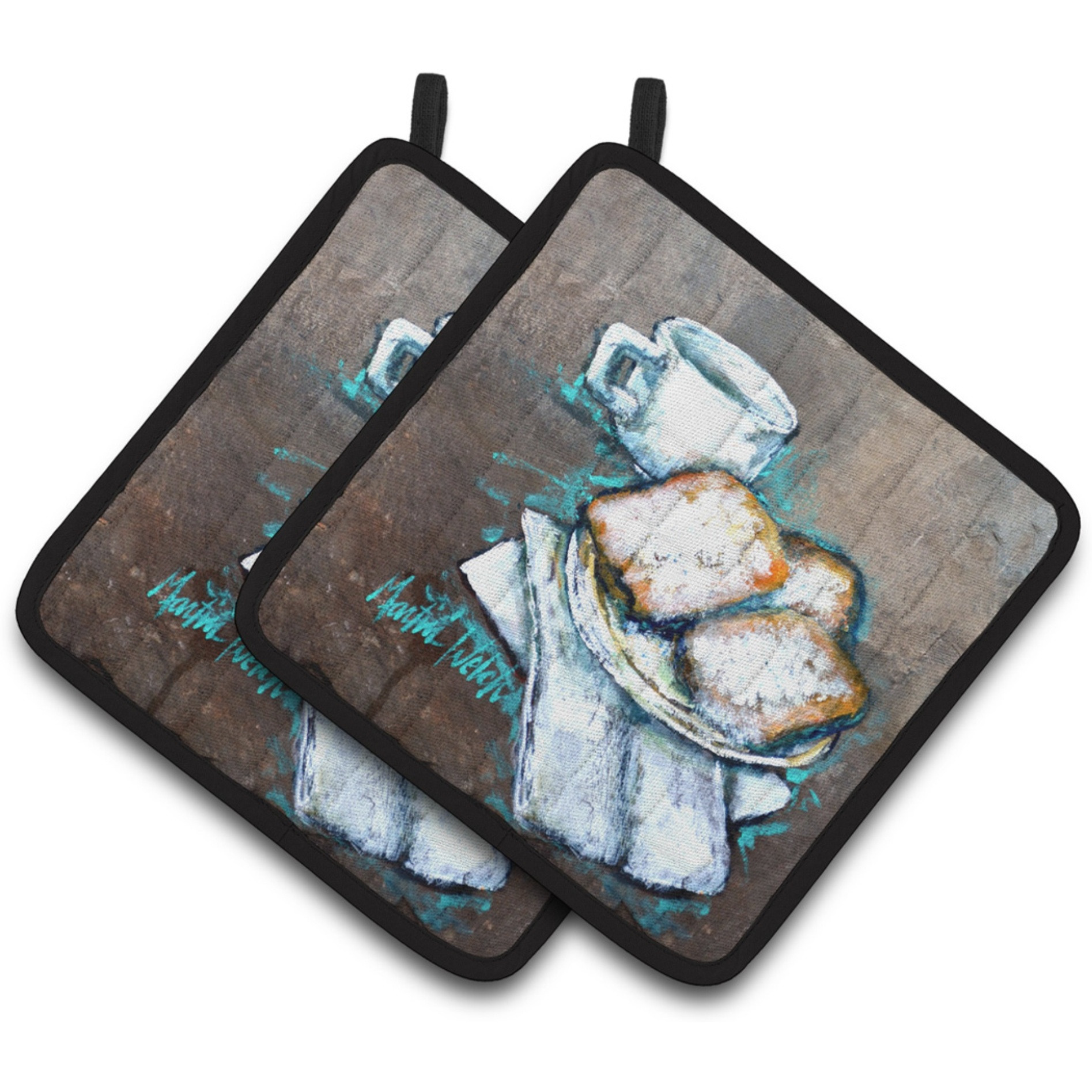 &quotCaroline's Treasures MW1344PTHD Beignets Piping Hot Pair of Pot Holders potholders, Multicolor"