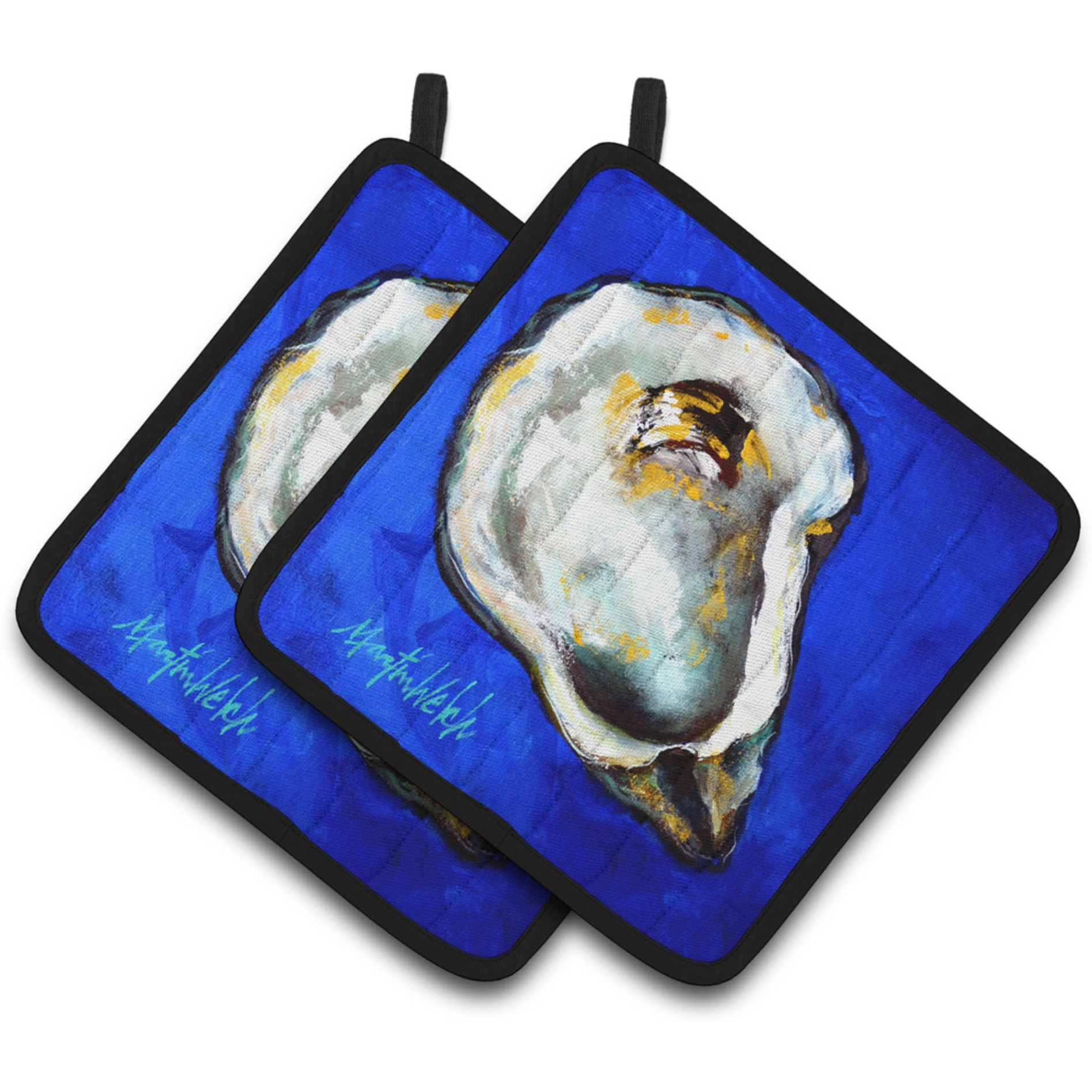 &quotCaroline's Treasures MW1329PTHD Oyster Gray Shell Pair of Pot Holders potholders, Multicolor"