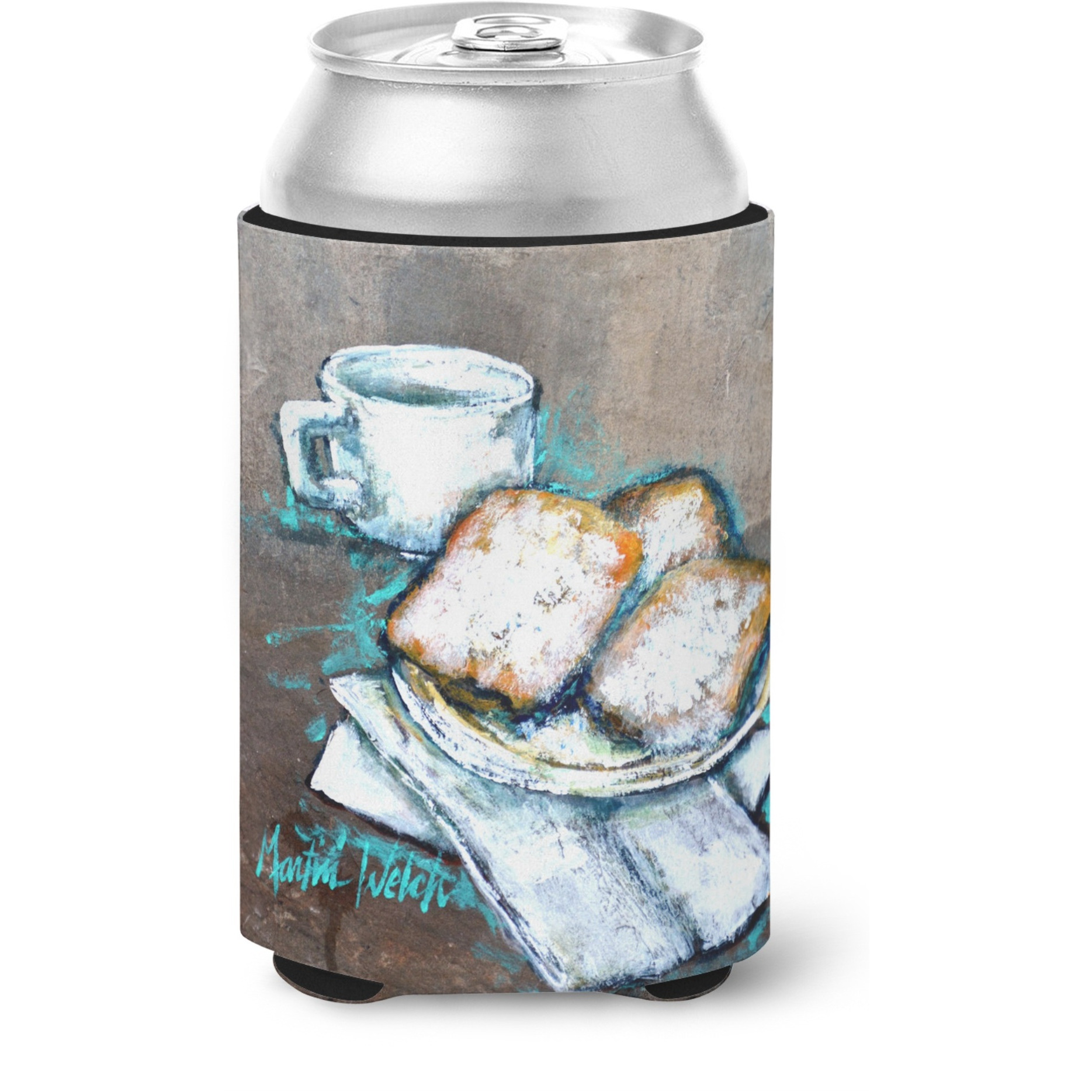 Carolines Treasures MW1344CC Beignets Piping Hot Can or Bottle Hugger cold-beverage-koozies, Multicolor