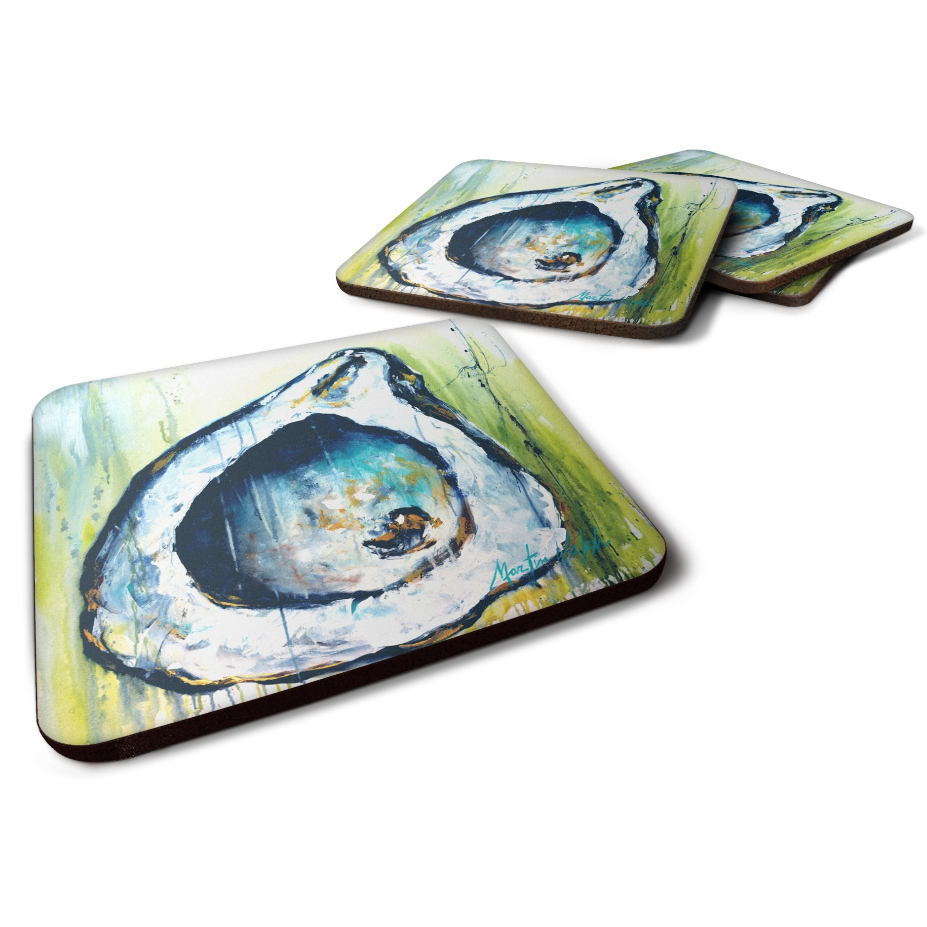 &quotCaroline's Treasures MW1308FC Blue Rock Oyster Foam Set of 4 coasters, Multicolor"