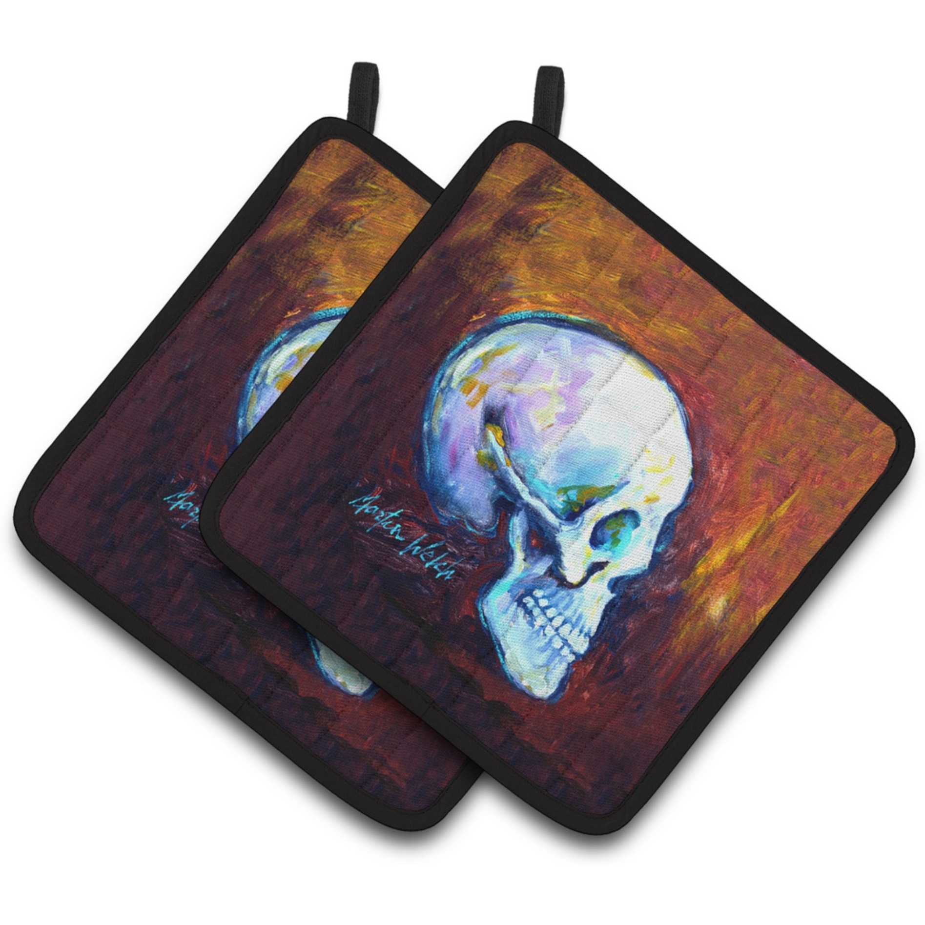 &quotCaroline's Treasures MW1341PTHD Skeleton My Best Side Pair of Pot Holders potholders, Multicolor"