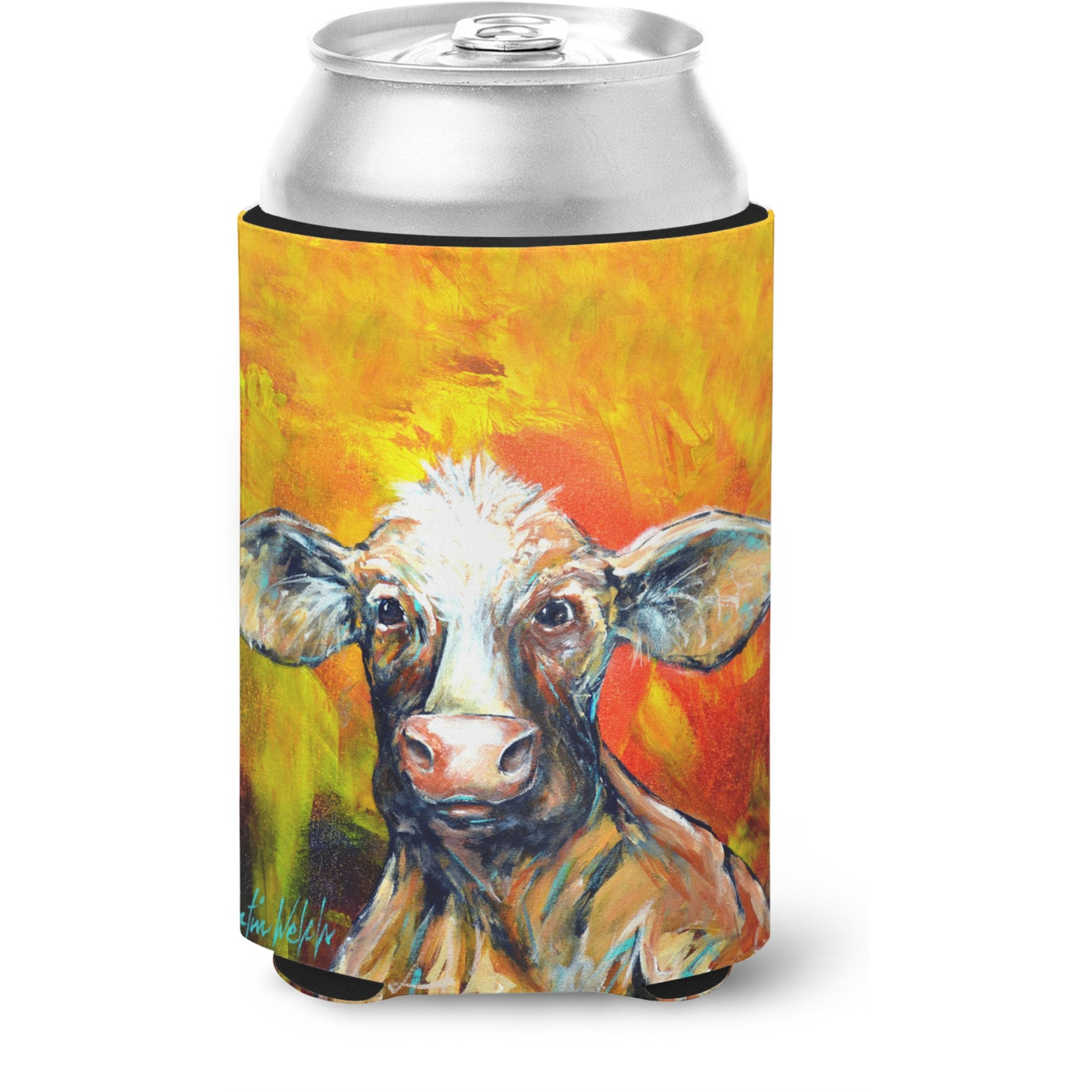 &quotCaroline's Treasures MW1331CC Happy Cow Can or Bottle Hugger cold-beverage-koozies, Multicolor"