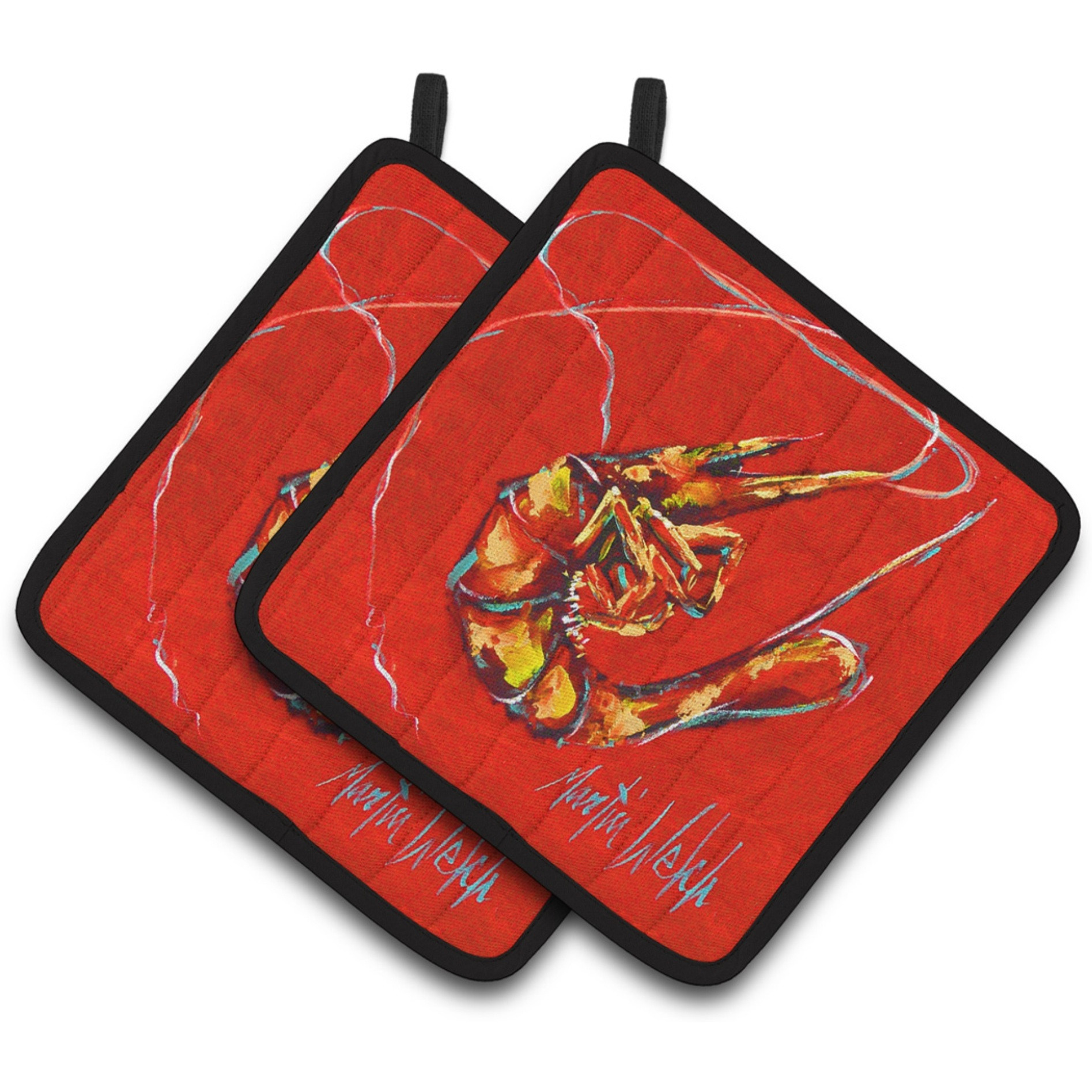 &quotCaroline's Treasures MW1347PTHD Red Shrimp Pair of Pot Holders potholders, Multicolor"