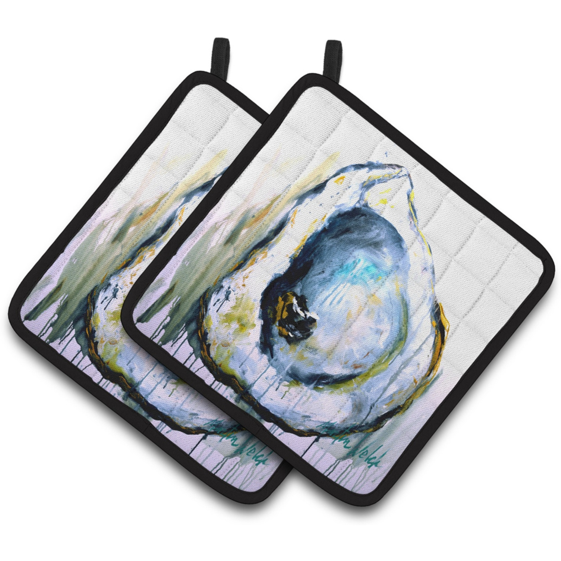 &quotCaroline's Treasures MW1300PTHD Aqua Sand Oyster Pair of Pot Holders potholders, Multicolor"