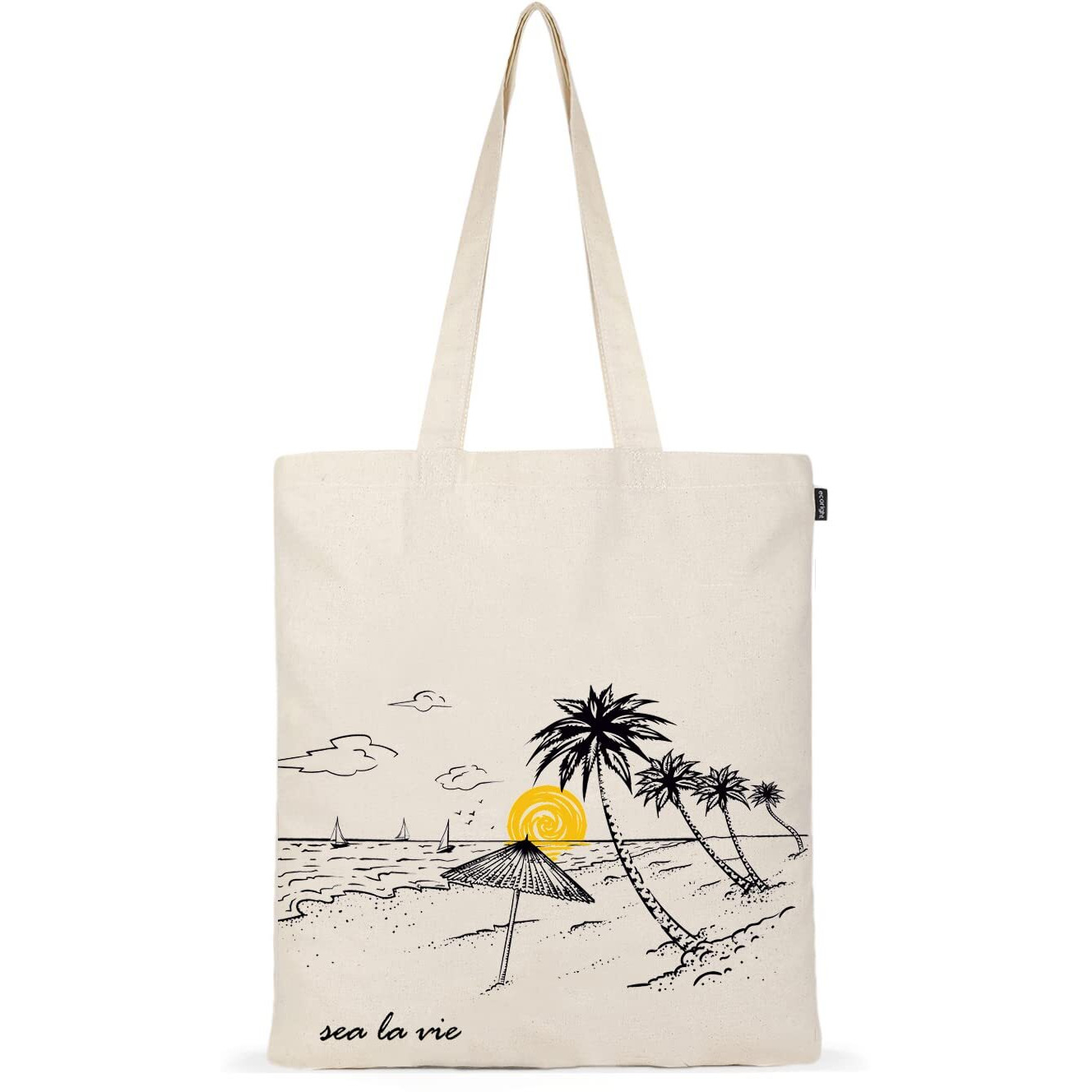 Ecoright Aesthetic Canvas Tote Bag for Women, Reusable Cotton Tote Bag for Grocery, Shopping, Beach & Daily Use