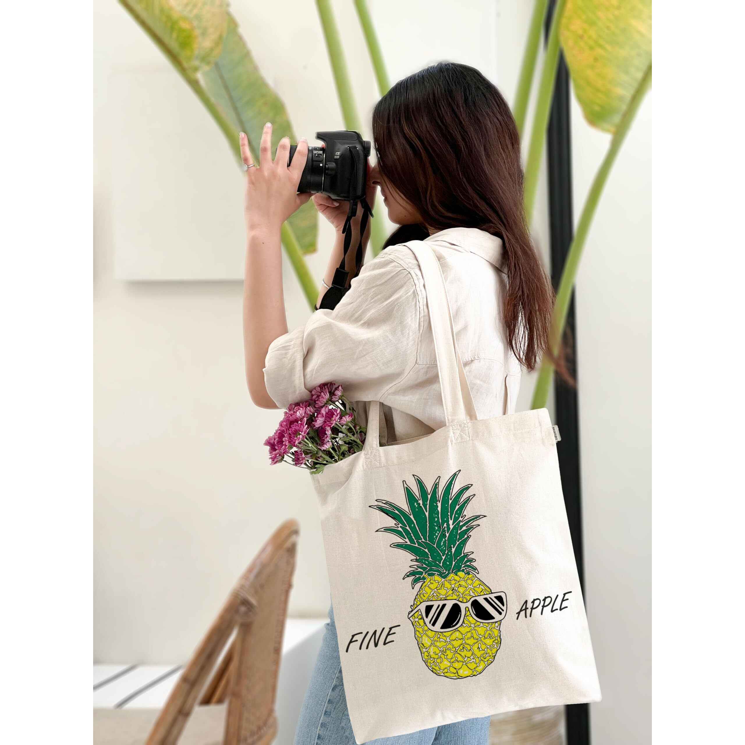 Ecoright Aesthetic Canvas Tote Bag for Women, Reusable Cotton Tote Bag for Grocery, Shopping, Beach & Daily Use