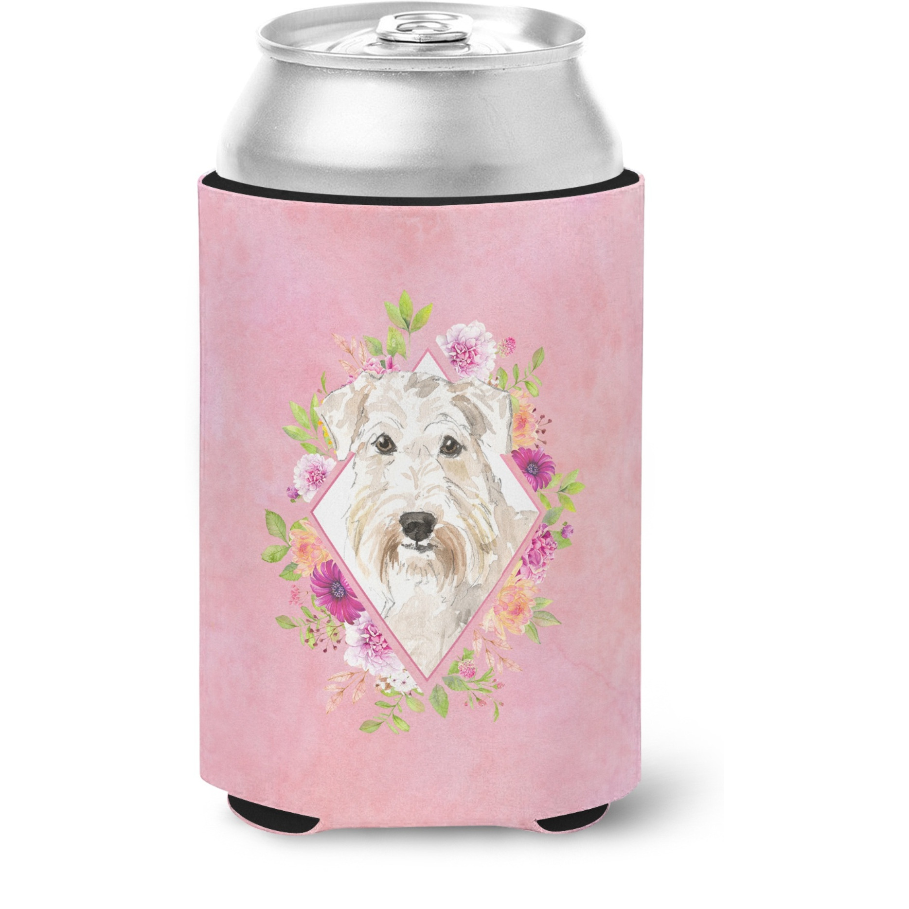&quotCaroline's Treasures CK4202CC Wheaten Terrier Pink Flowers Can or Bottle Hugger cold-beverage-koozies, 12 oz, Multicolor"