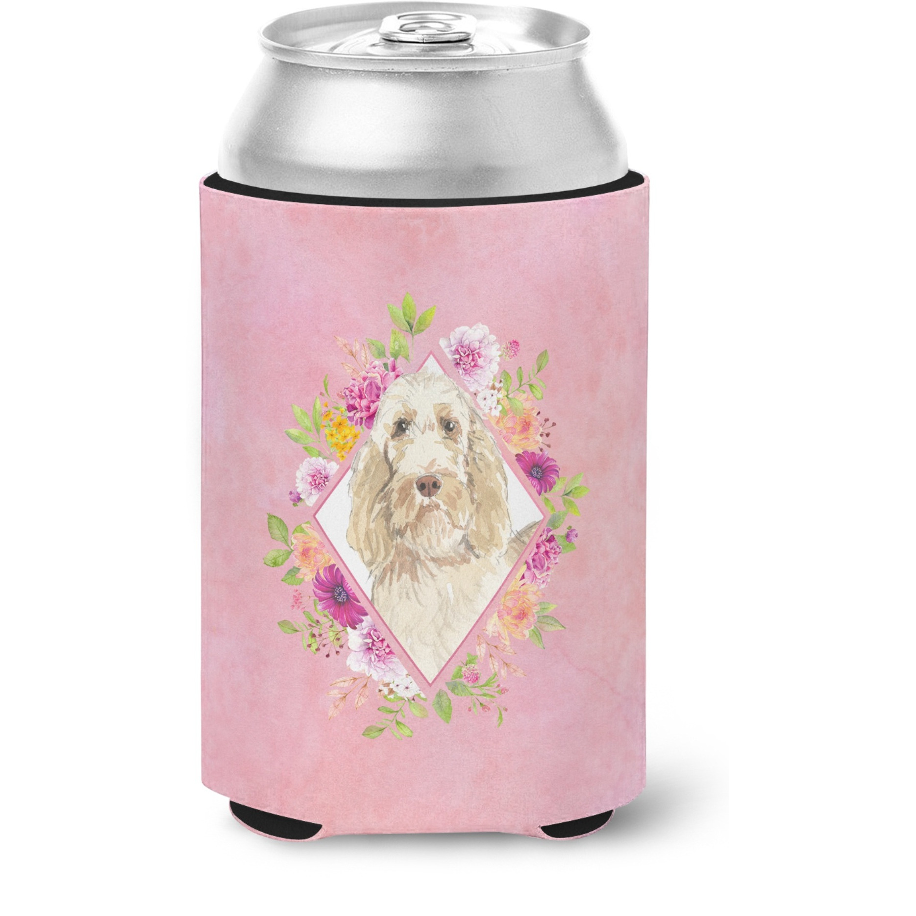 &quotCaroline's Treasures CK4209CC Spinone Italiano Pink Flowers Can or Bottle Hugger cold-beverage-koozies, 12 oz, Multicolor"