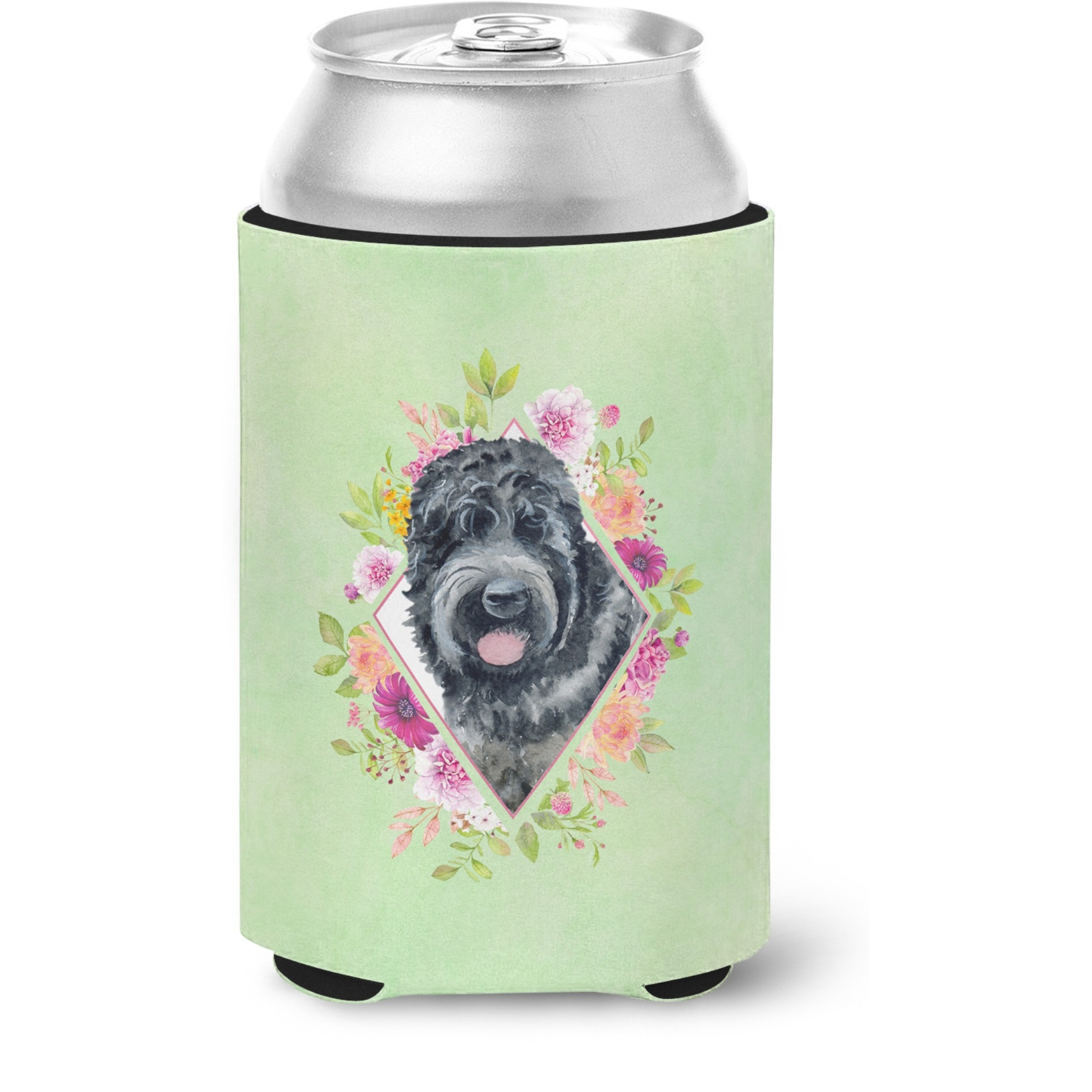 &quotCaroline's Treasures Russian Black Terrier Green Flowers Can or Bottle Hugger cold-beverage-koozies, 12 oz, Multicolor"