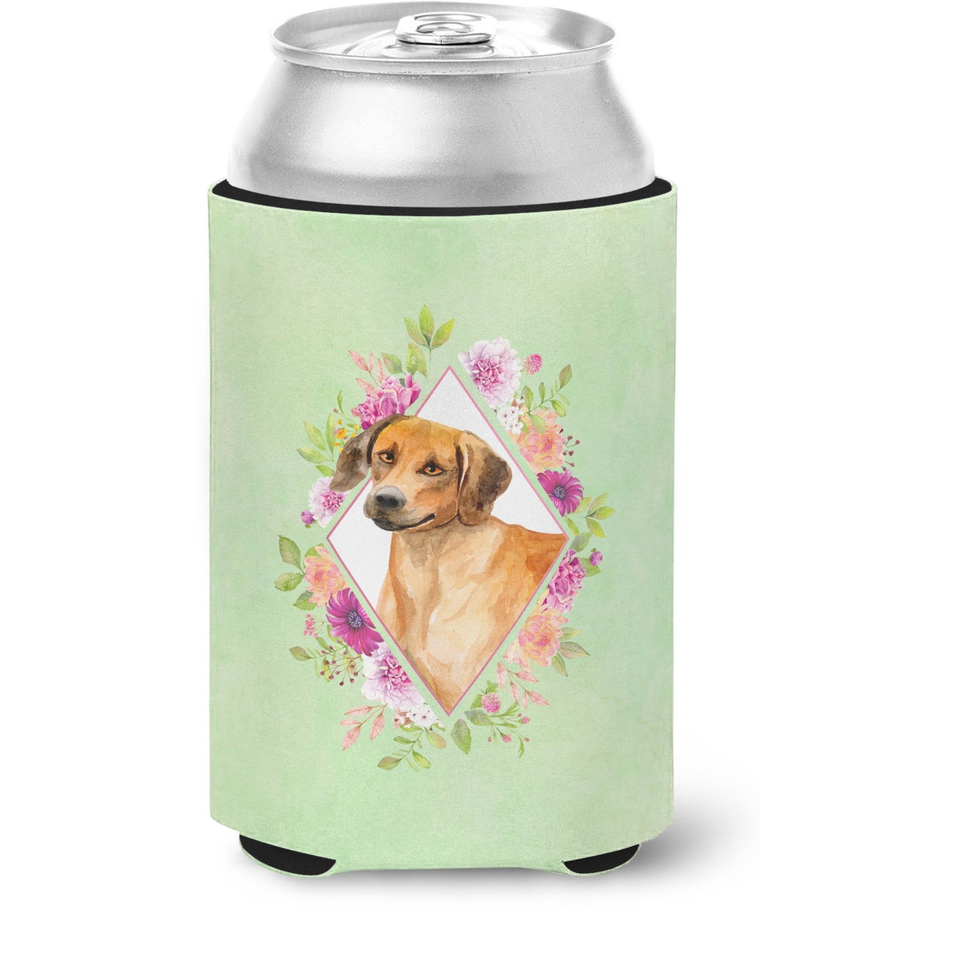 &quotCaroline's Treasures CK4335CC Rhodesian Ridgeback Green Flowers Can or Bottle Hugger cold-beverage-koozies, 12 oz, Multicolor"