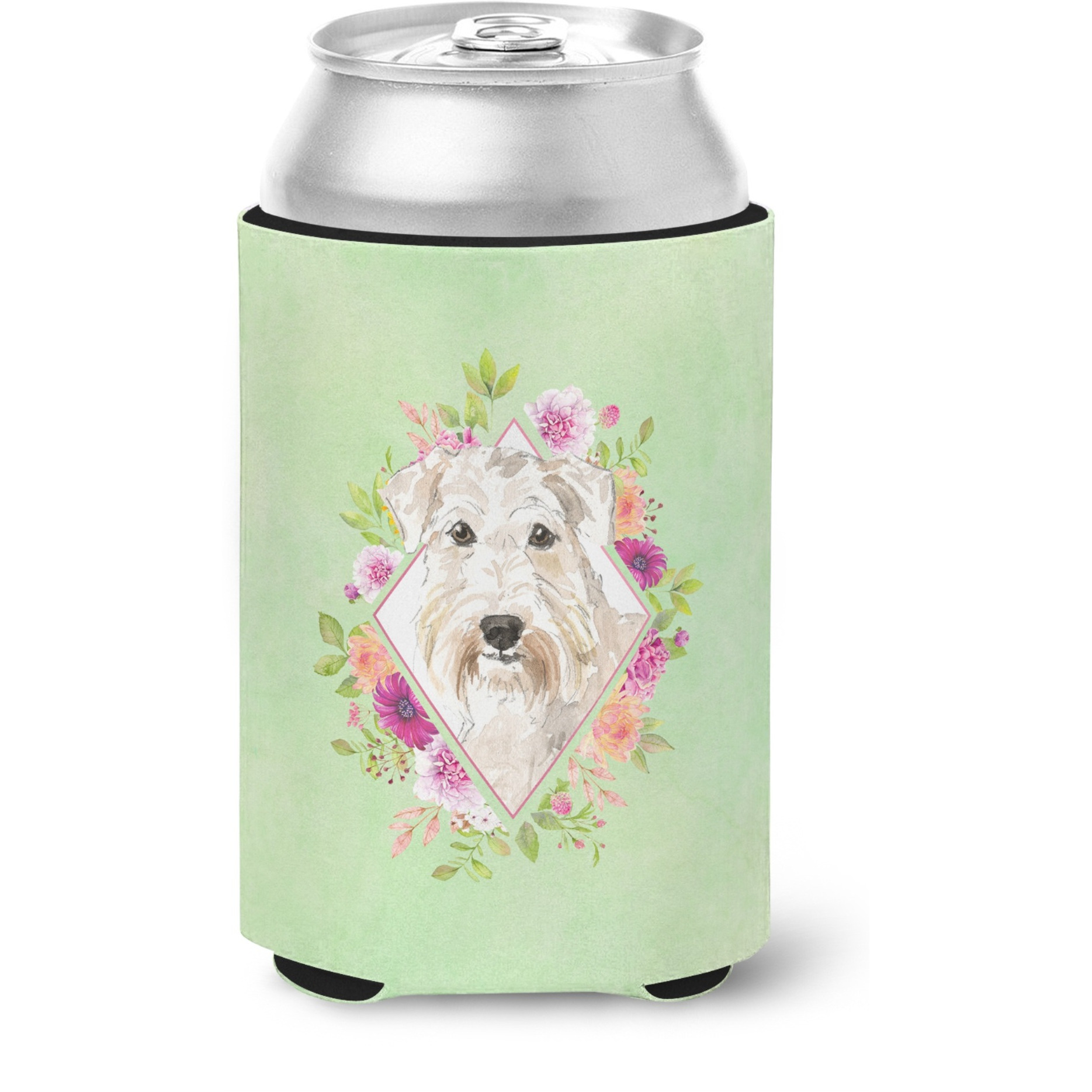 &quotCaroline's Treasures CK4362CC Wheaten Terrier Green Flowers Can or Bottle Hugger cold-beverage-koozies, 12 oz, Multicolor"