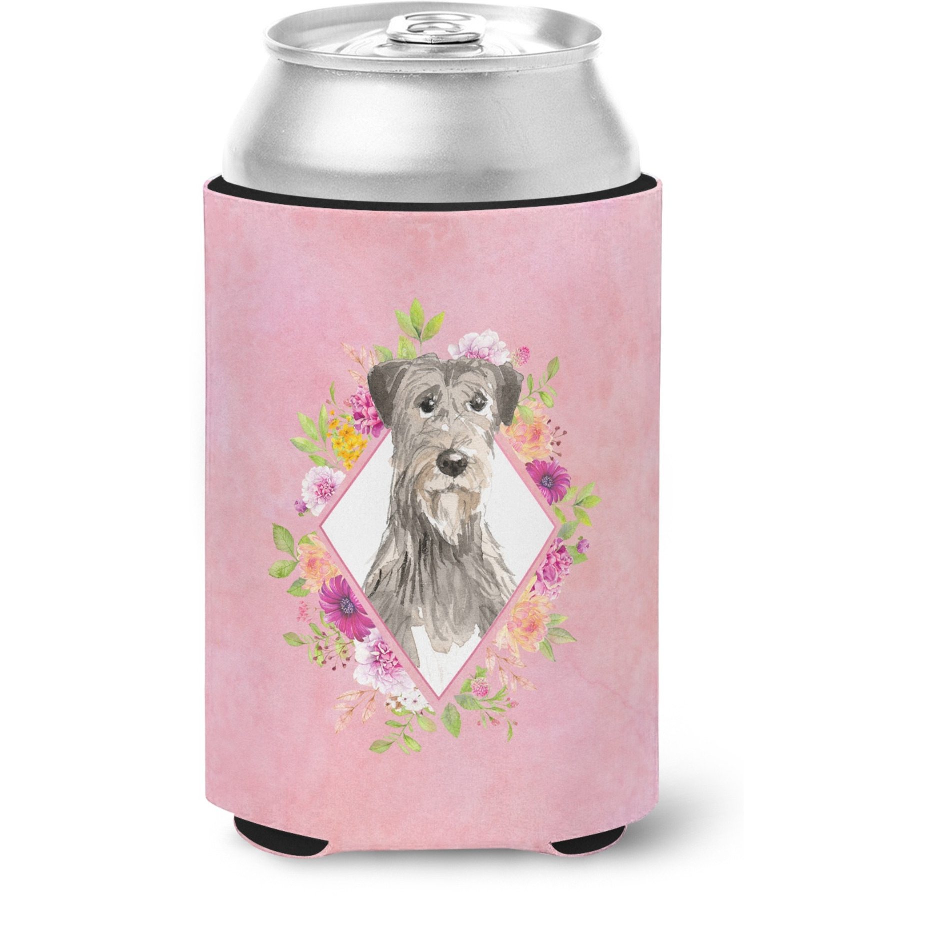 &quotCaroline's Treasures CK4231CC Irish Wolfhound Pink Flowers Can or Bottle Hugger cold-beverage-koozies, 12 oz, Multicolor"