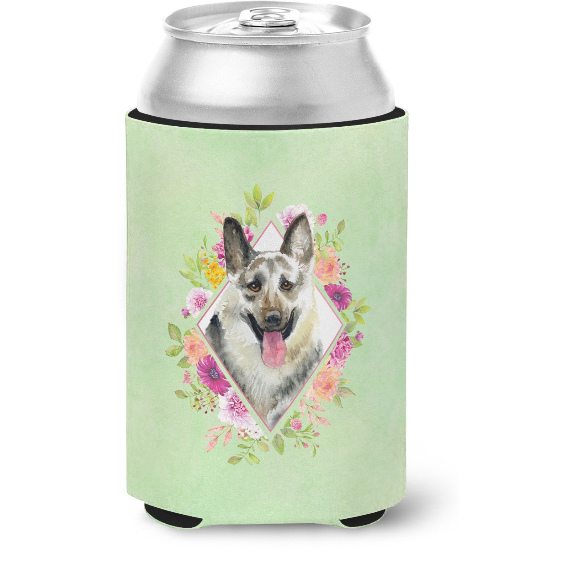 &quotCaroline's Treasures Eastern German Shepherd Green Flowers Can or Bottle Hugger cold-beverage-koozies, 12 oz, Multicolor"