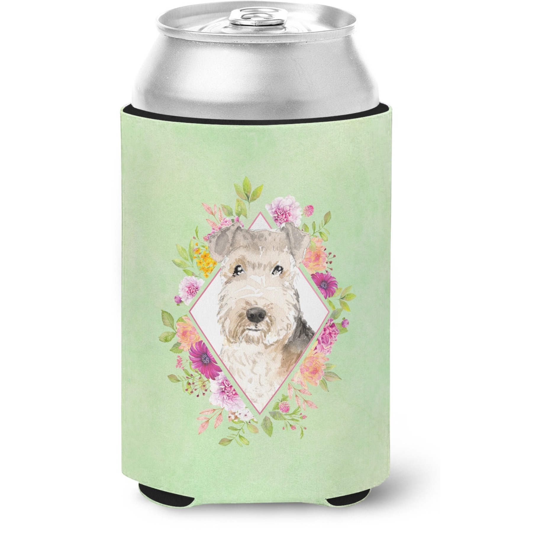 &quotCaroline's Treasures CK4386CC Lakeland Terrier Green Flowers Can or Bottle Hugger cold-beverage-koozies, 12 oz, Multicolor"