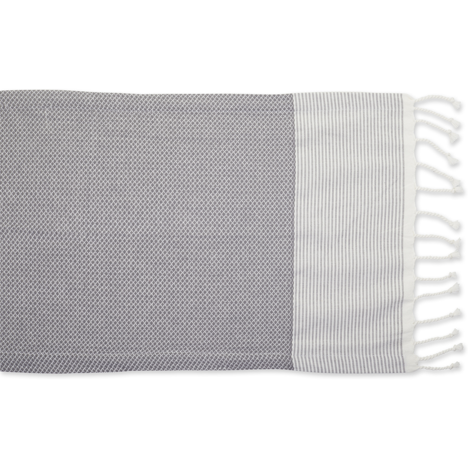 DII Gray Bordered Dobby Table Runner 15x108
