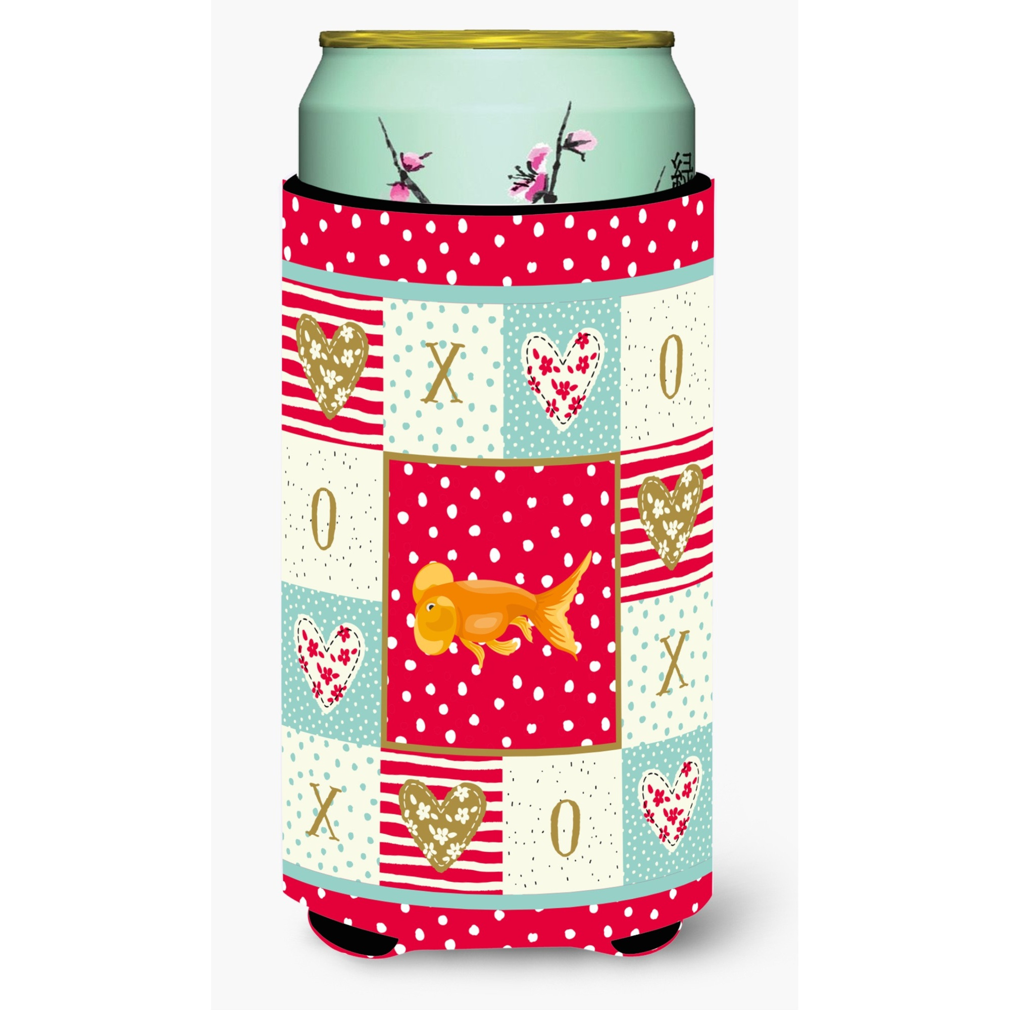 &quotCaroline's Treasures CK5470TBC Bubble Eyed Goldfish Love Tall Boy Hugger cold-beverage-koozies, Multicolor"