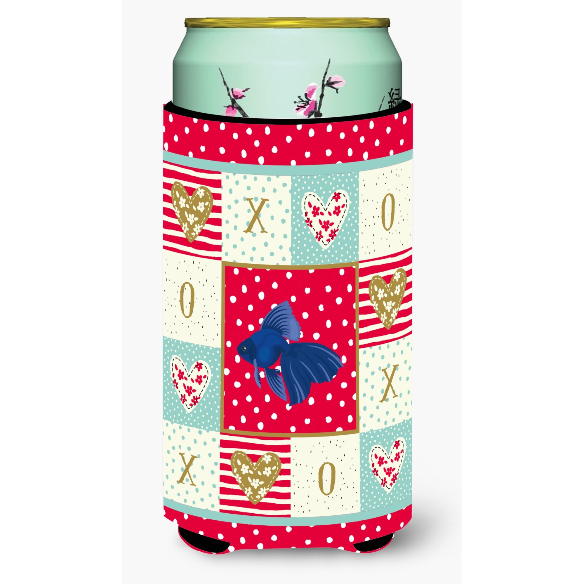 Carolines Treasures CK5481TBC Veiltail Goldfish Love Tall Boy Hugger cold-beverage-koozies, Multicolor