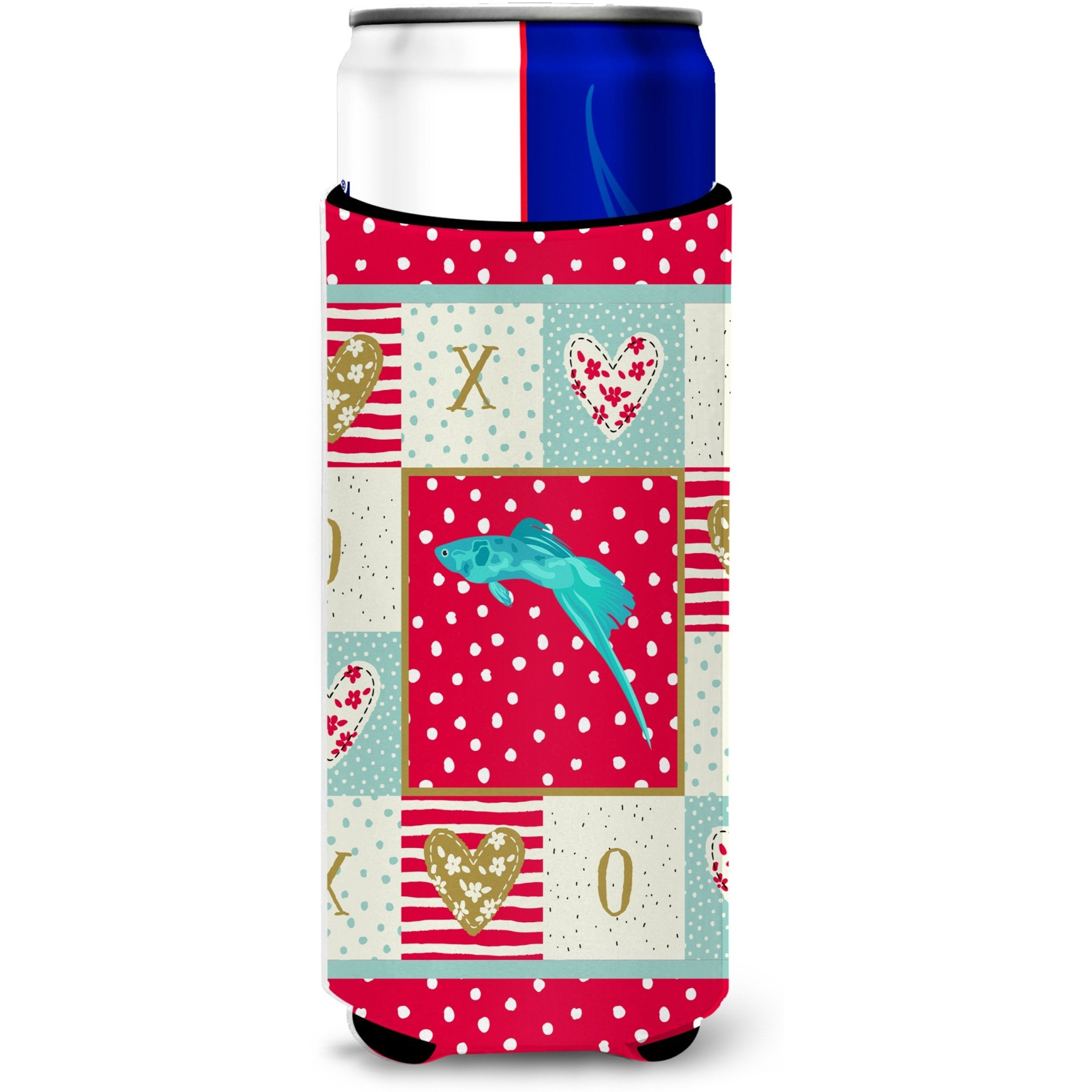 &quotCaroline's Treasures CK5498MUK Sword Tail Guppy Love Ultra Hugger for slim cans cold-beverage-koozies, Multicolor"