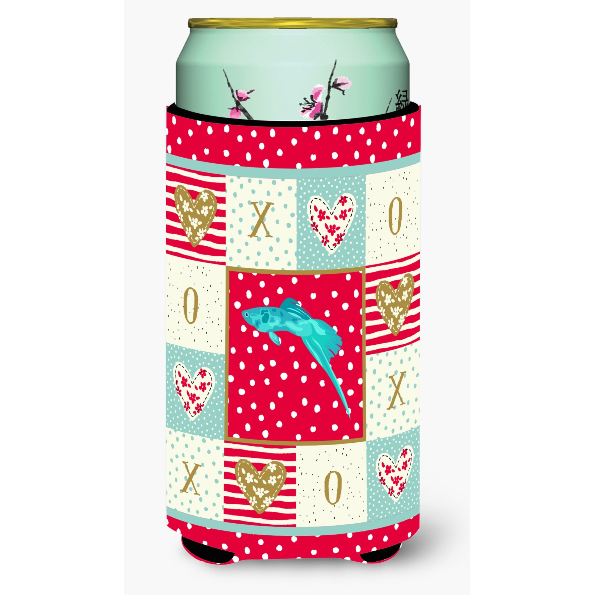 &quotCaroline's Treasures CK5498TBC Sword Tail Guppy Love Tall Boy Hugger cold-beverage-koozies, Multicolor"